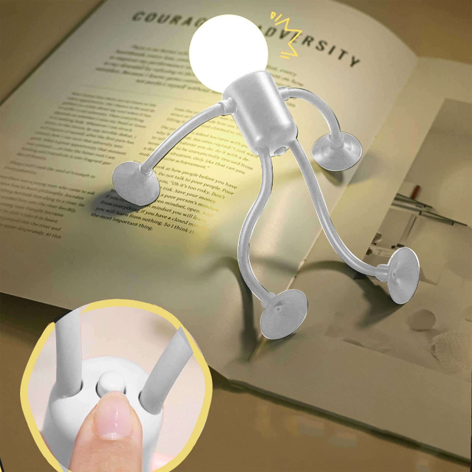 Luce Notturna Divertente A Forma Di Omino Con Ventose, Braccia Flessibili, Silicone E ABS, Per Camera, Bagno O Decorazione Natalizia