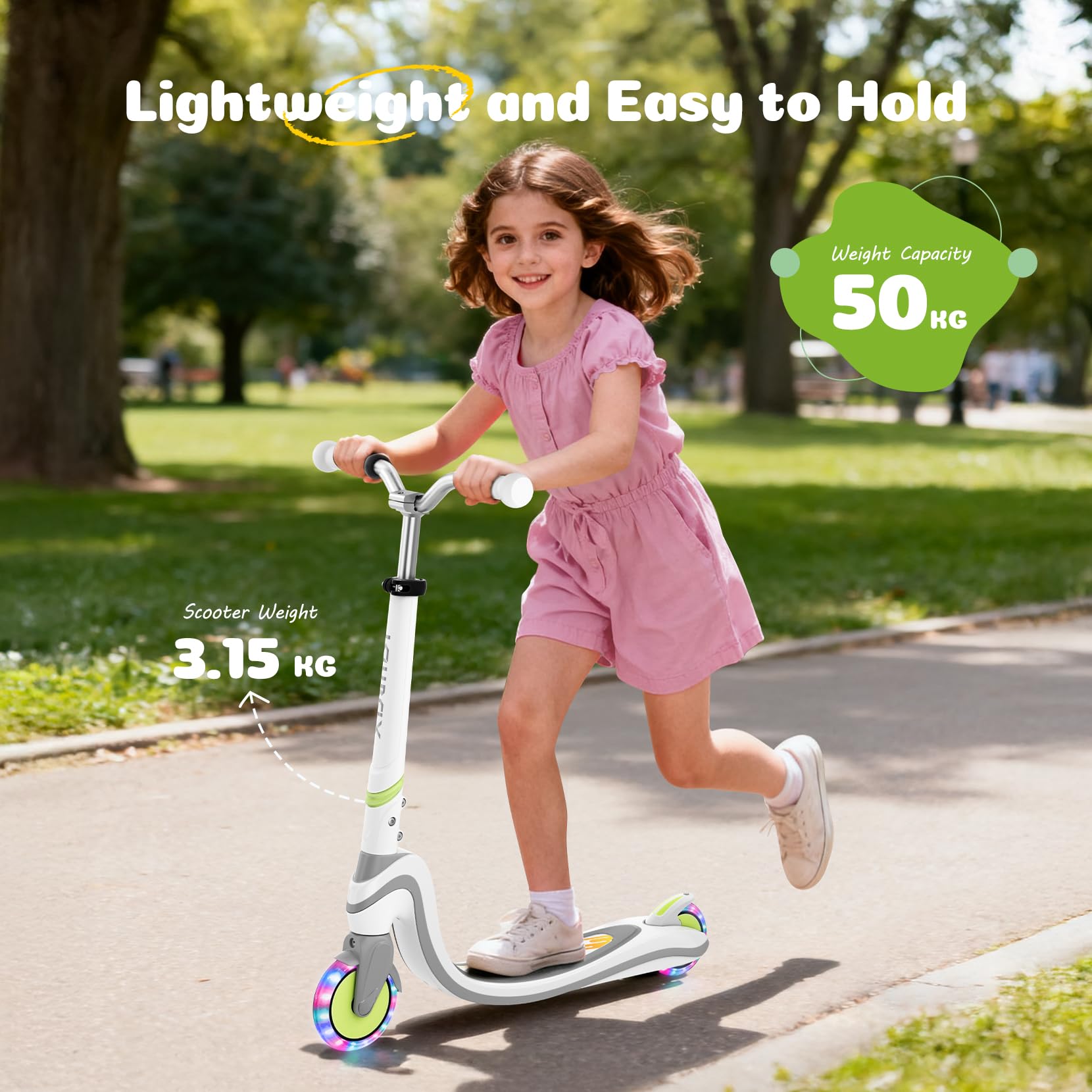 Scooter for Kids Ages 3-12 TONBUX 2 Wheel Kids Scooter with Light Up Wheels & Stem & Deck, 3 Adjustable Height Handle - Image 5