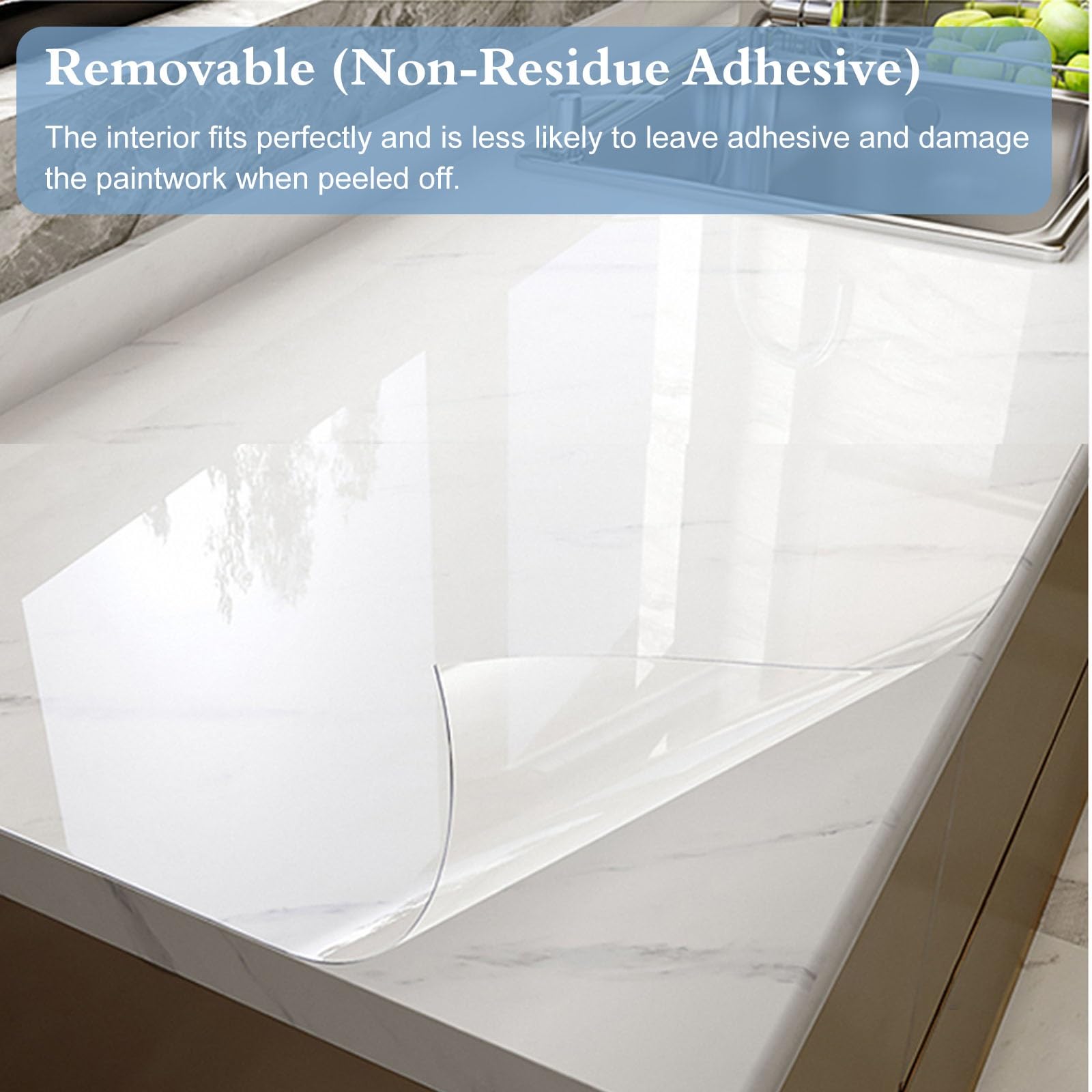 Transparente Schutzfolie zum Abziehen und Aufkleben, selbstklebendes Vinyl für Holz, Marmor, Arbeitsplatten und Möbel, hitzebeständig, transparente Rolle (50 x 165 cm)