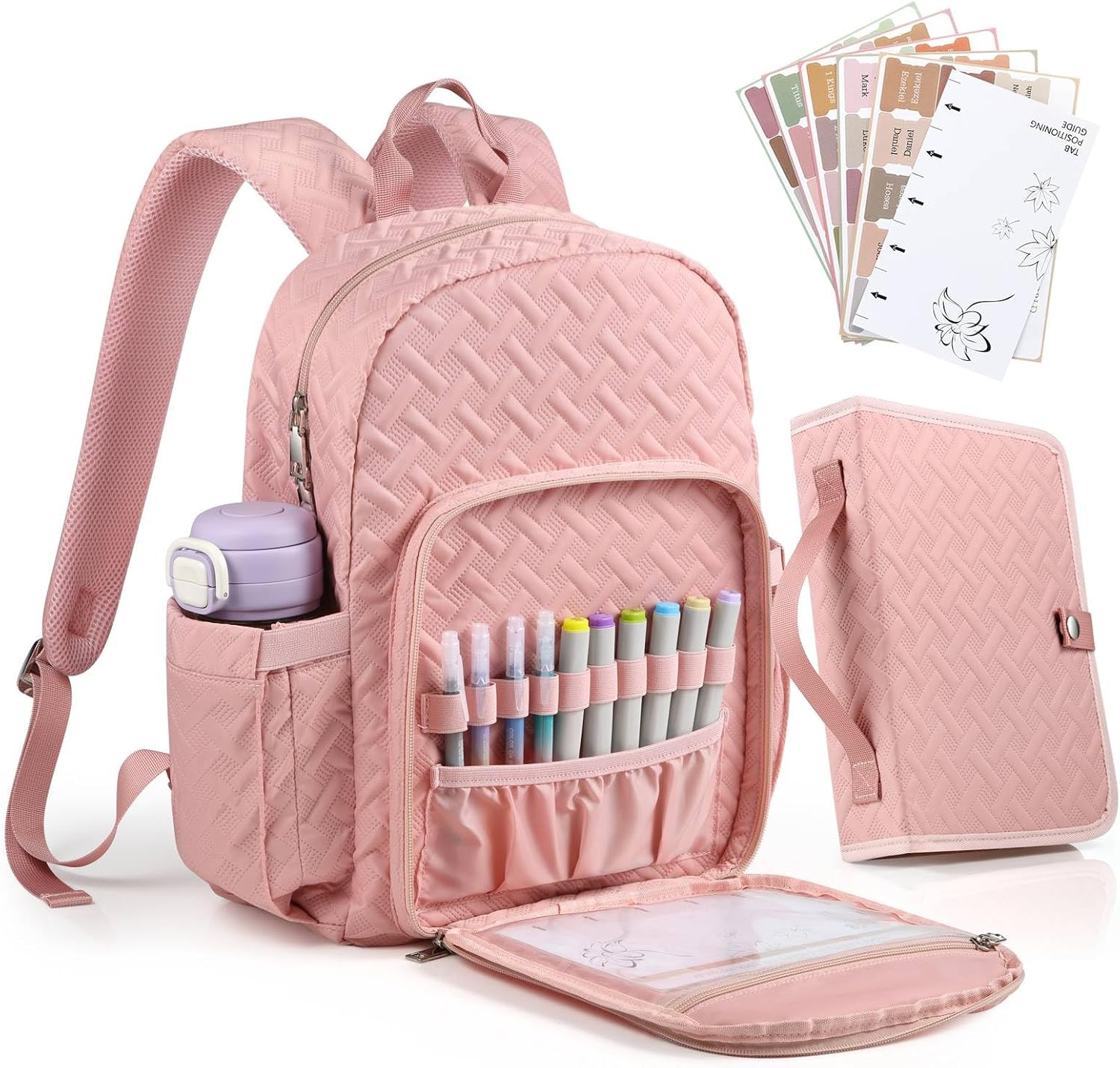 FOREGOER Bible Bags for Women, Bible Cover Case, Large Bible Backpack,Bible Accessories,Christian Gift (Pink)