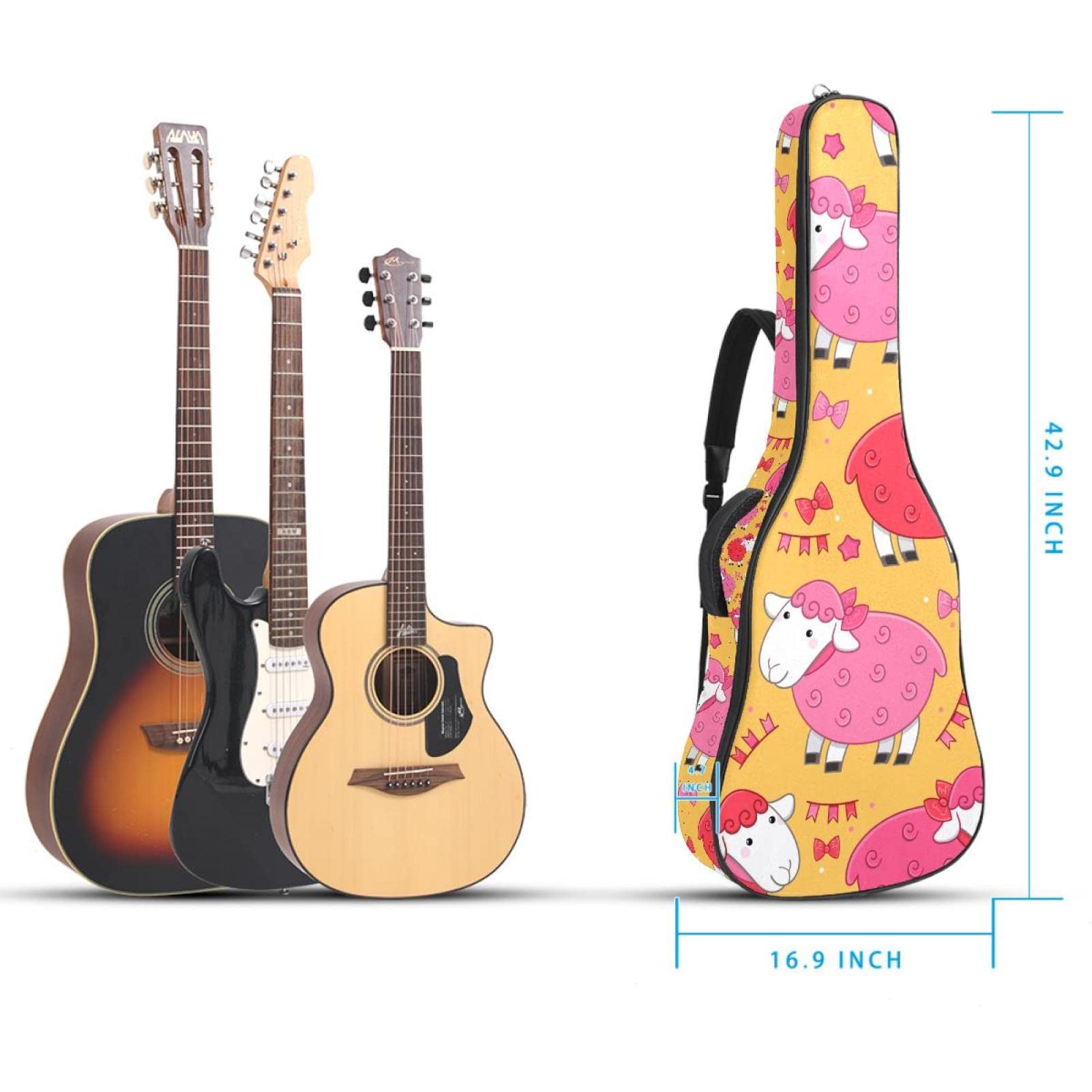 Torba na gitarę akustyczną wodoodporna gitara plecak gruby miękki wyściełany płaski 'Happy Easter Bunny Egg' klasyczna gitara etui, Kolor (4), 42.9x16.9x4.7 in, Organizer do torby