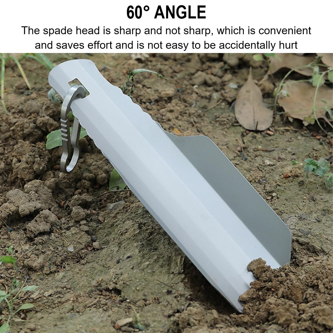 Pala Ultraligera de Titanio, Pala de jardín pequeña para jardinería, Camping y Senderismo, Solo 38 g, con Bolsa de Almacenamiento.