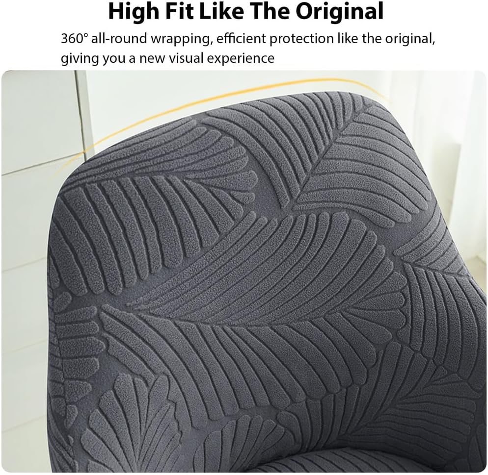 Curved Back Dining Chair Cover, Stretch Chairs Covers with Arms, Swivel Armchair Slipcovers, Office Desk Chair Protector, for Home Living Office Decor,Coffee,6PCS