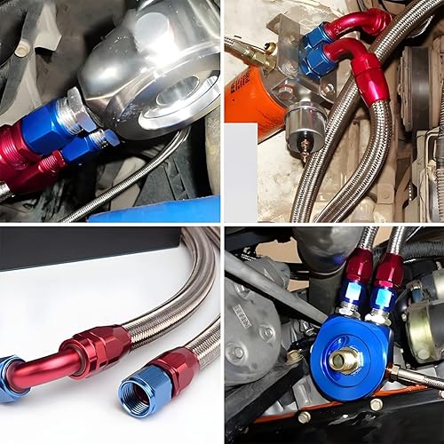 Miniatura 3 de 6AN - Adaptador de extremo de manguera recto, giratorio de aluminio para manguera de combustible trenzada CPE 0 45 90 180, kit de adaptador de