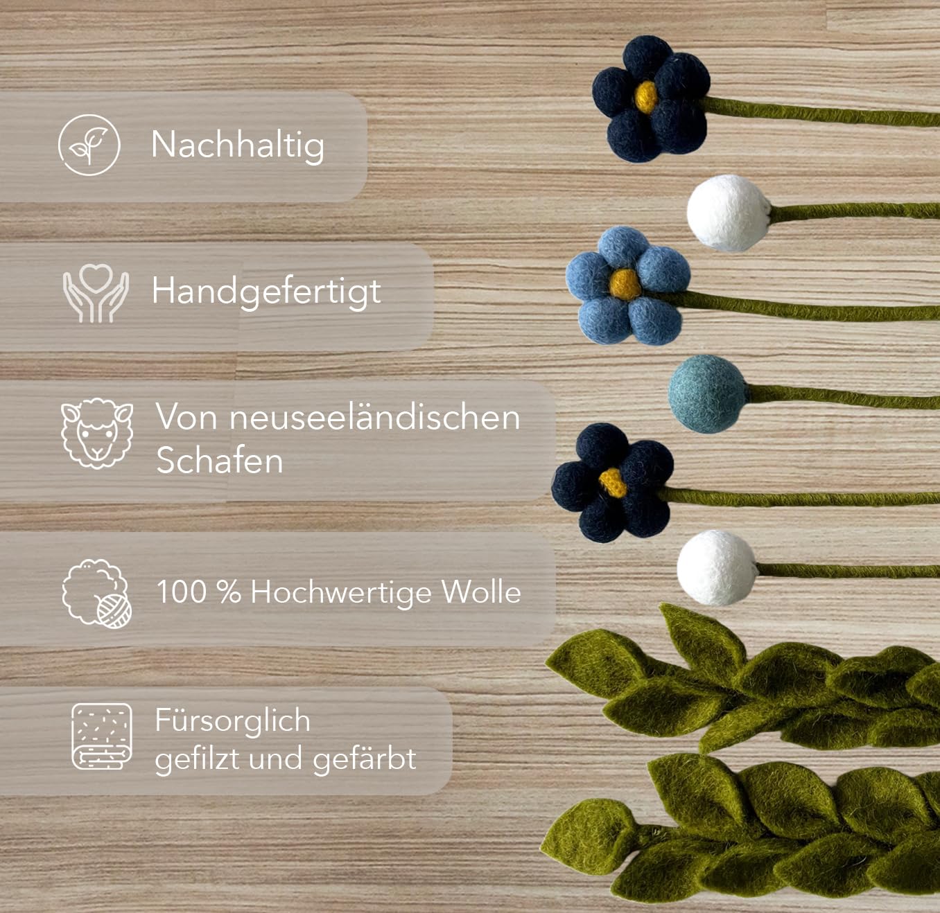 your castle Bouquet of Handmade Felt Flowers, Fair Trade, Sustainable Felt Decoration - Image 3