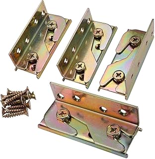 IINSSDJ Staffa per Sponde del Letto Raccordi per Sponde per Letti in Legno, Sponde del Letto, Testiere, Pedane, Scale per Letti A Castello, Set da 4 Non da Infilare per Carichi Pesanti (Color : Gold)