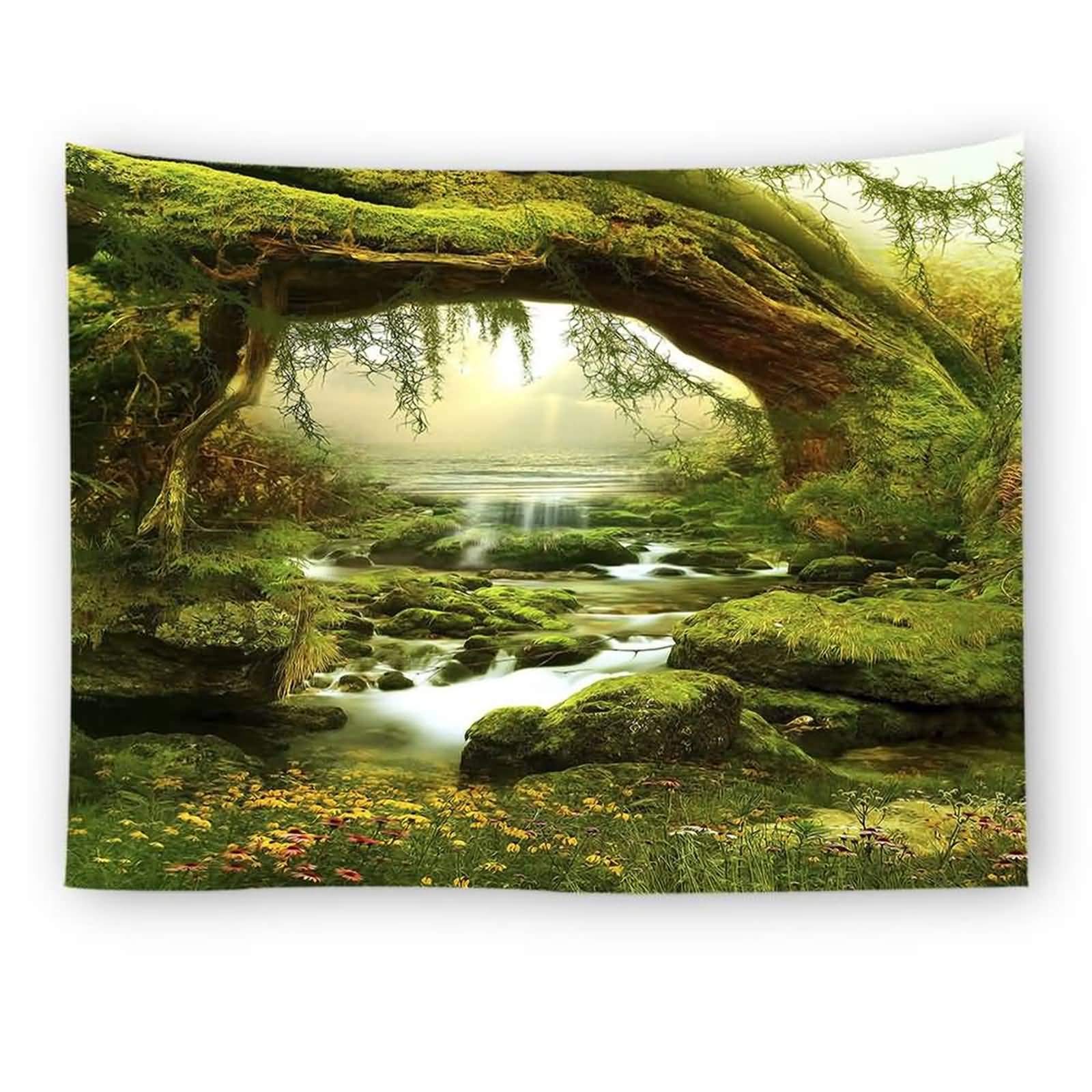 Forêt de rêve vert tapisserie murale vintage créez un cocon de nature