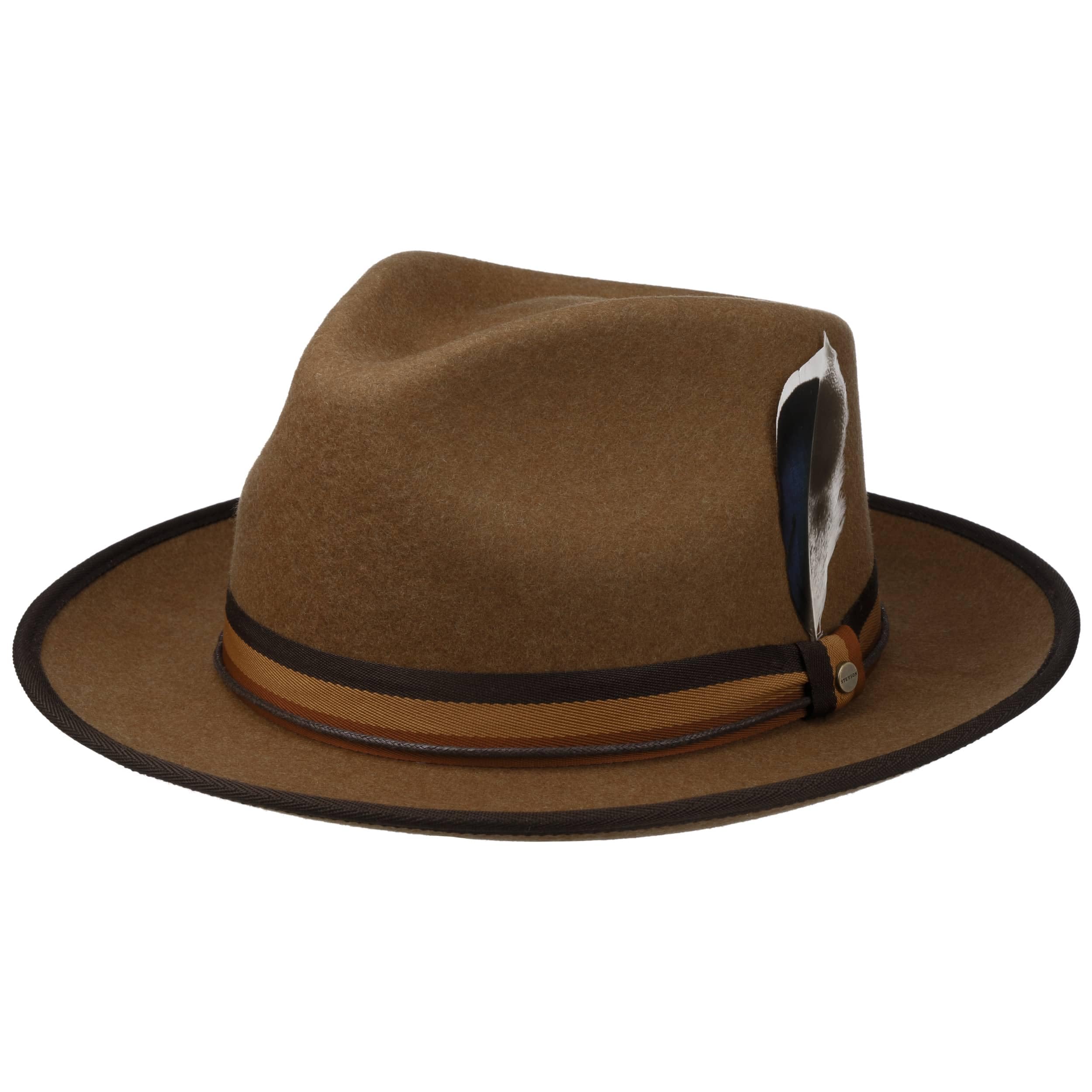 Stetson Baileyville Fedora Wollhut Einfarbiger Player-Hut Outdoor-Filzhut Asahi Guard Knautschbar Wasserabweisend Unisex Herbst Winter
