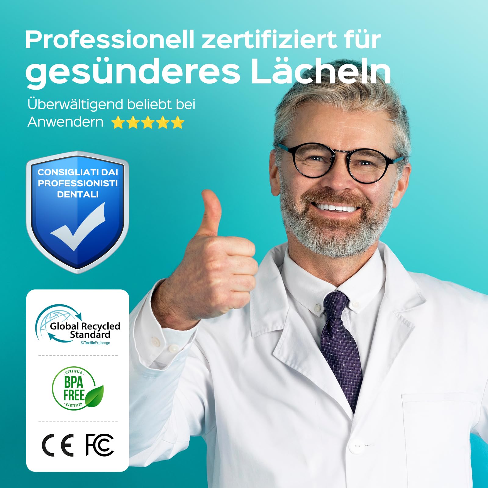 COSLUS Munddusche Kabellos Trragba Elektrische C20(F5020E): 300ML WassertankTestsieger 2026 IPX7 Wasserdicht für Oral Health Enthusiasten Tägliche Tiefenreinigung Reinigung 5 Multifunktionale Jet-Tipp - 5