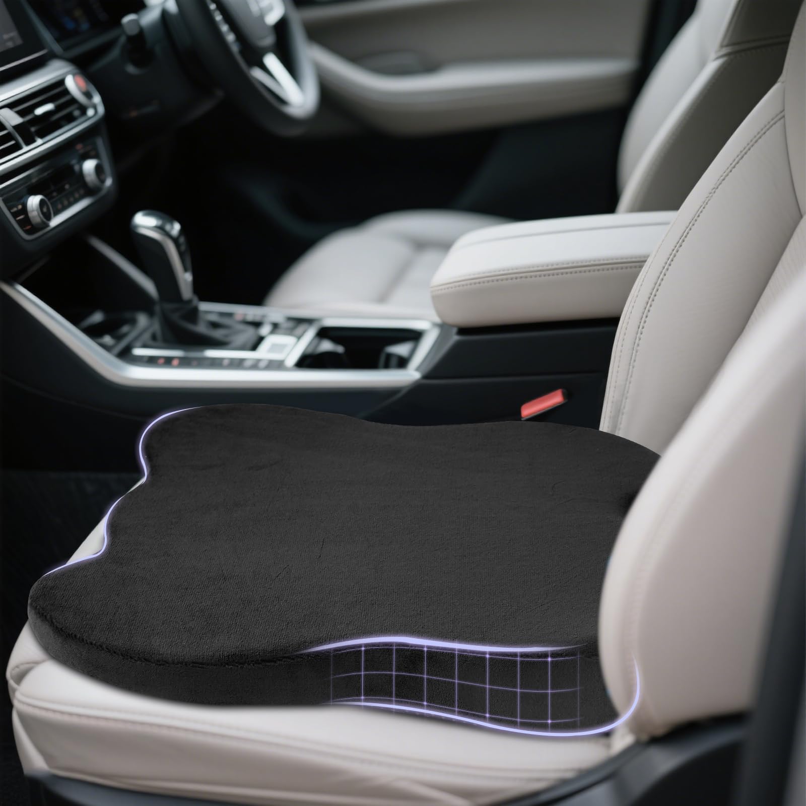 Cuscino Sedile Auto Guidatore, Cuscino Coccige Ortopedico Ergonomico per Auto Seduta, Cuscino Sedia del Rilievo in Memory Foam di Pressione de Cuneo per Sedile del Conducente Ufficio