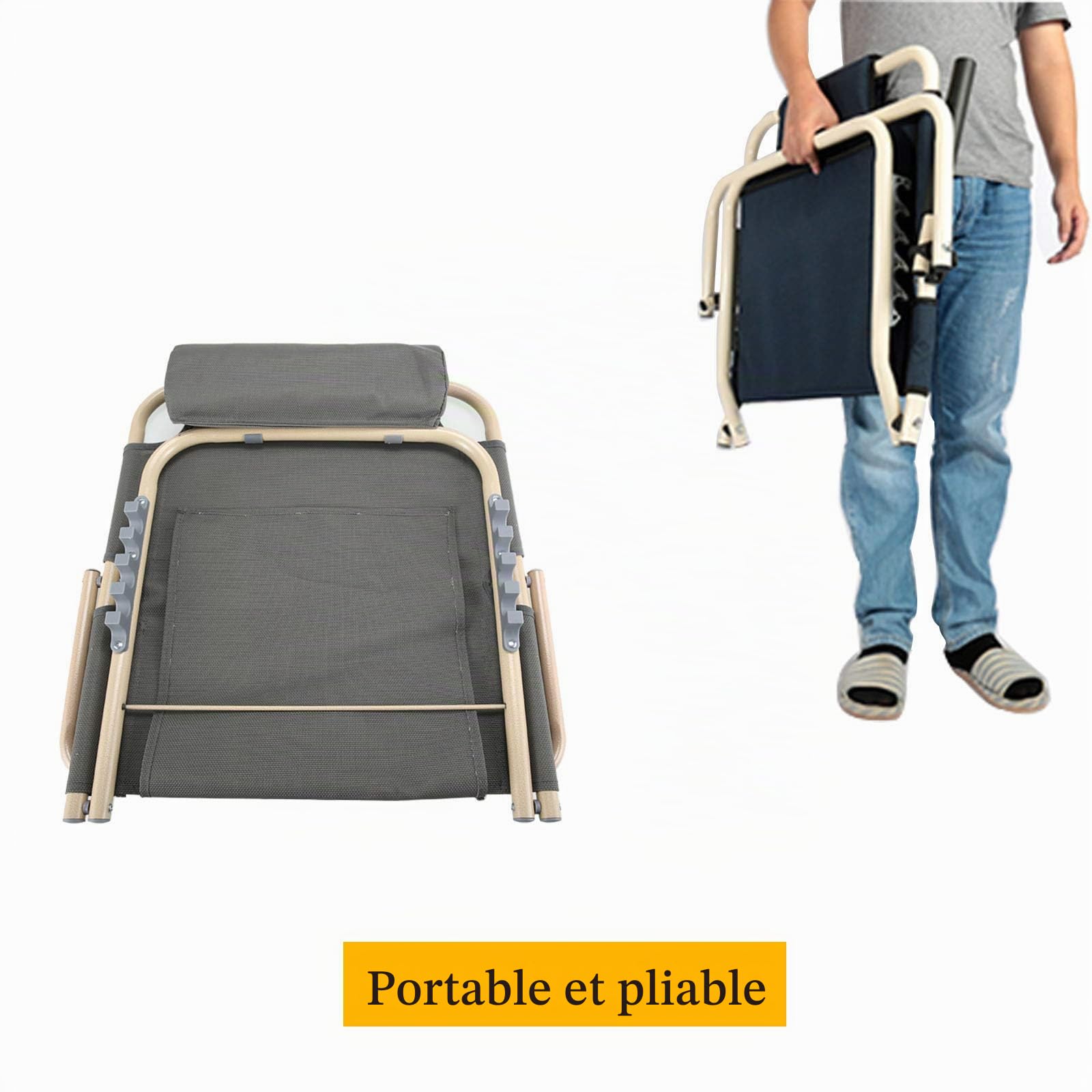 Dossier De Lit Ajustable En Tissu Oxford Pour Personnes Handicapées Avec Tuyau En Acier Pulvérisé Et Support Inclinable Confortable