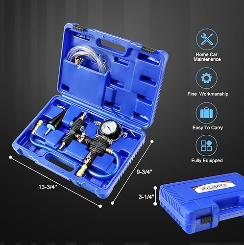 Vista 8 de JIFETOR - Kit de herramientas de purga al vacío y relleno de refrigerante del sistema de refrigeración, tanque de agua automotriz universal, juego