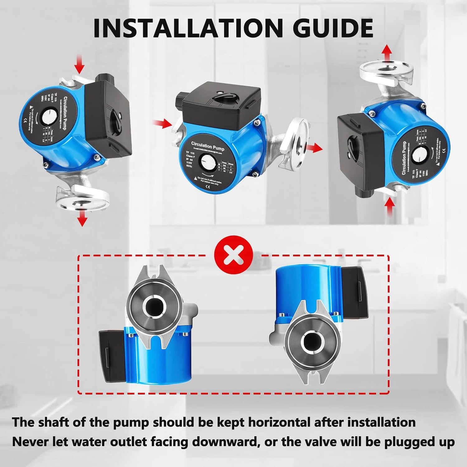 110V Hot Water Recirculating Pump, Stainless Steel Circulator Pump with 1" NPT Flanges, 3 Speed Control for Water Heaters, Boiler and Hydronic Radiant Heating 13GPM, 10FT Cord
