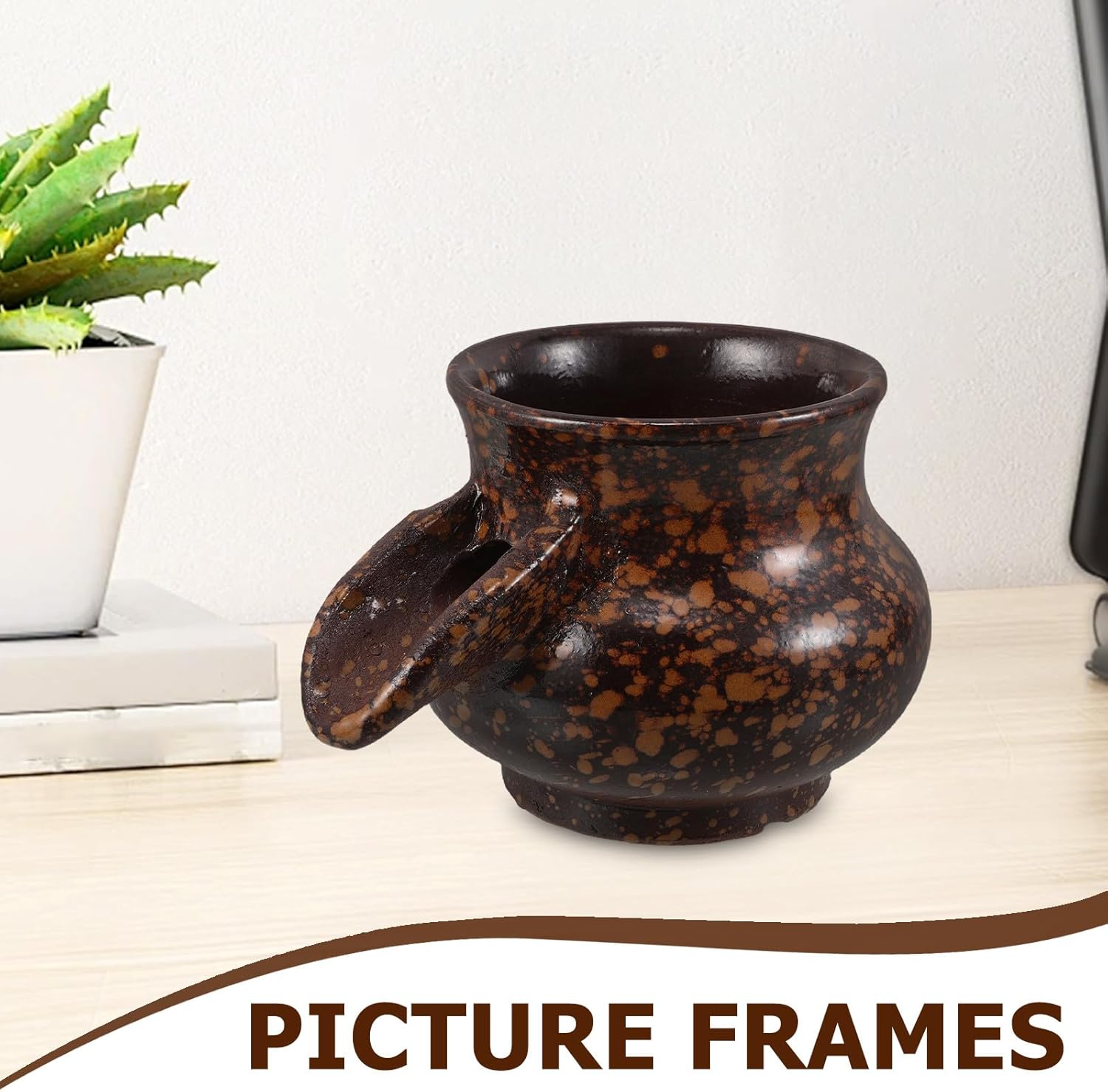 HEMOTON Outdoor Garden Fountain Spitter Pond Water Feature Pump DIY Ceramic Pot Decoration Waterfall Ceramic Jar Fountain Decor Outdoor Indoor Garden Home Decor