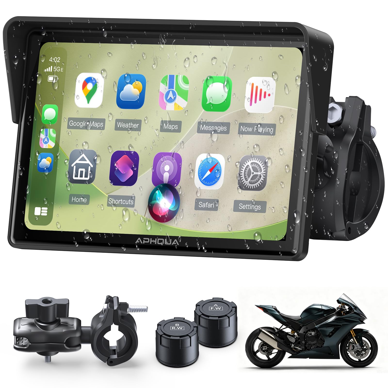 Motorrad CarPlay 5 Zoll Touchscreen Display, IP67 wasserdicht, TPMS