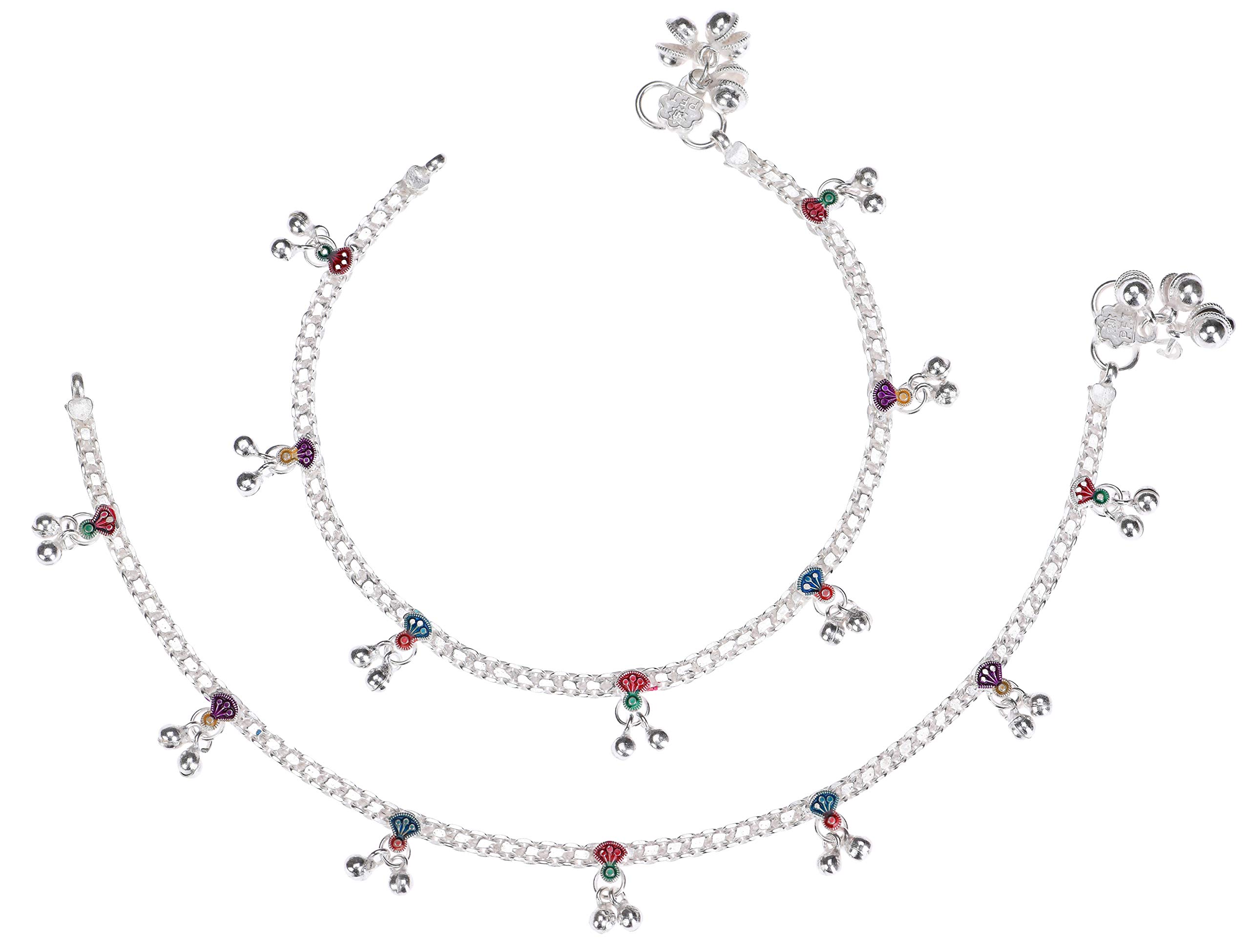 aanyacentric White Metal Silver Plated Payal Anklet for Women & Girls-picture-21