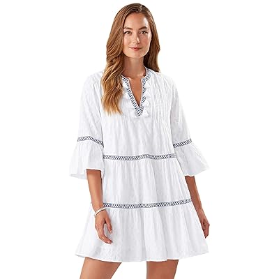 Tommy Bahama Cotton Clip Embellished Tier Dress Women