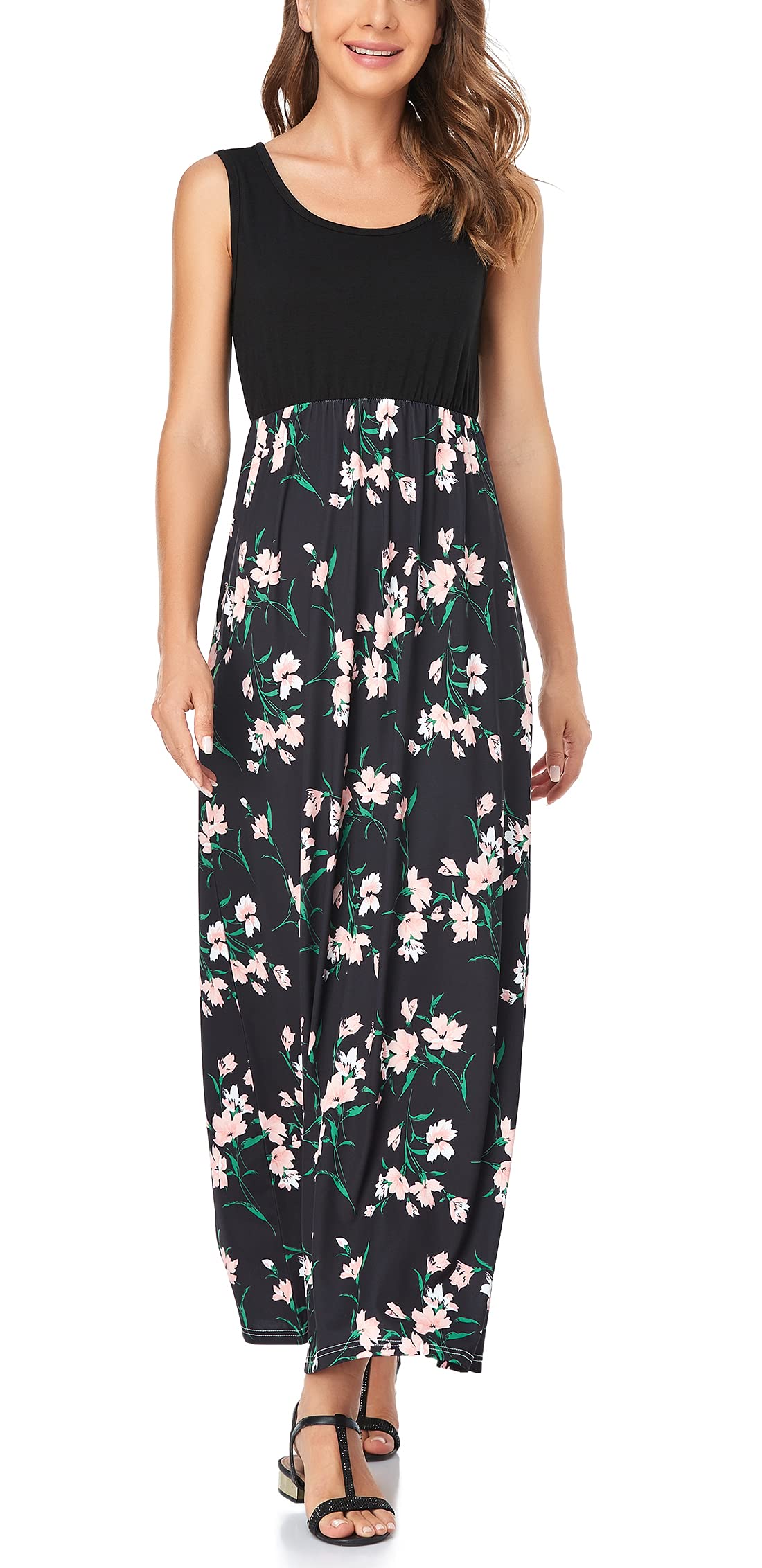 Lacavocor Womens Summer Maxi Dress Tank Top Sleeveless Long Dresses