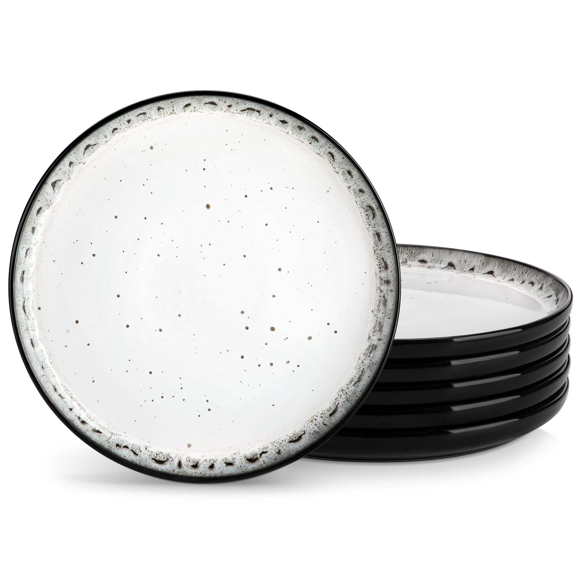 vancasso Série PLAYA Lot de 6 Assiettes Plates en Porcelaine 26 cm - Va au Micro-Ondes, Four et Lave-Vaisselle - Blanc Céramique Émaillé, Design Élégant et Résistant