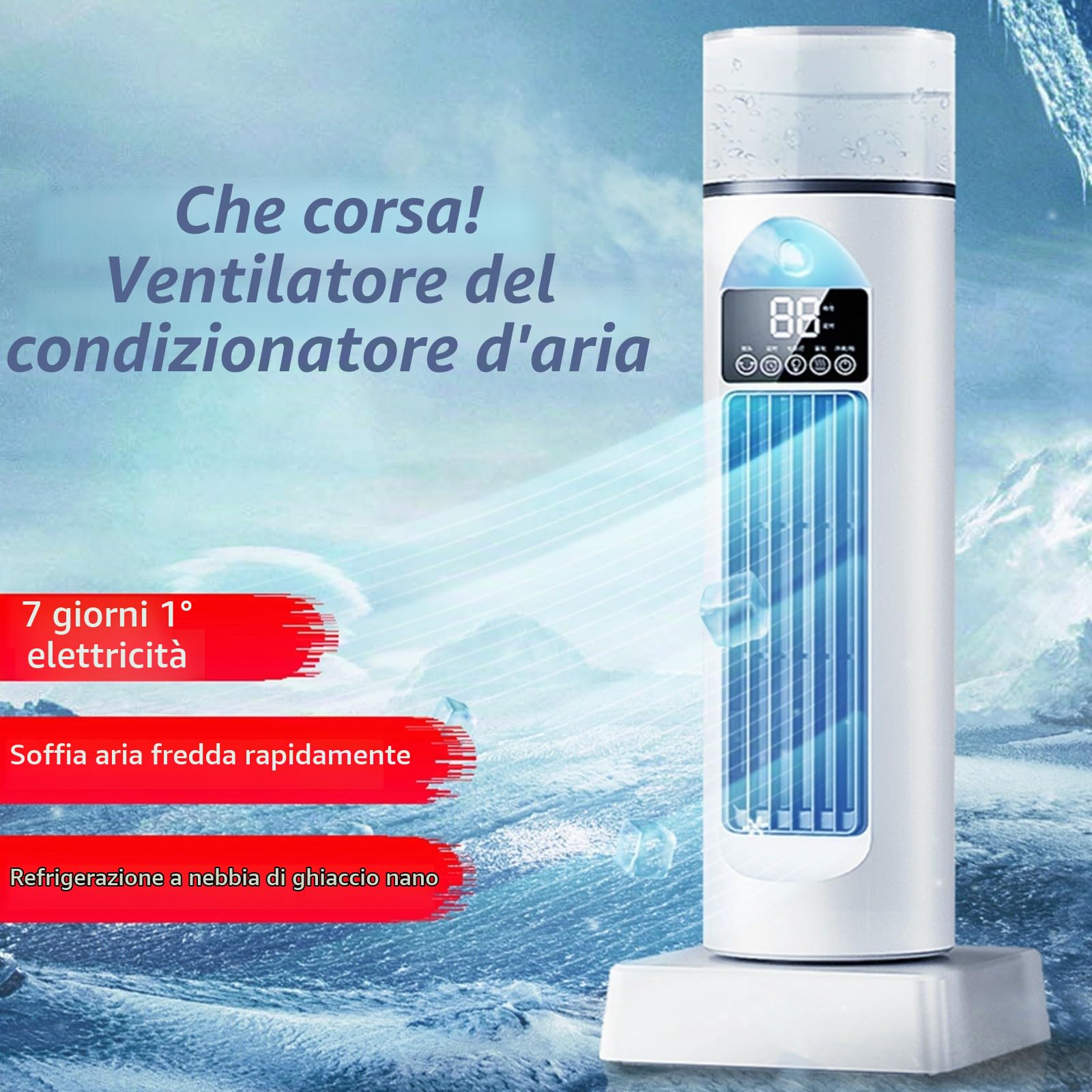 Climatizzatore a torre, con telecomando, silenzioso, oscillante, senza foglie, portatile, per camera da letto, ufficio, dormitorio (nero)