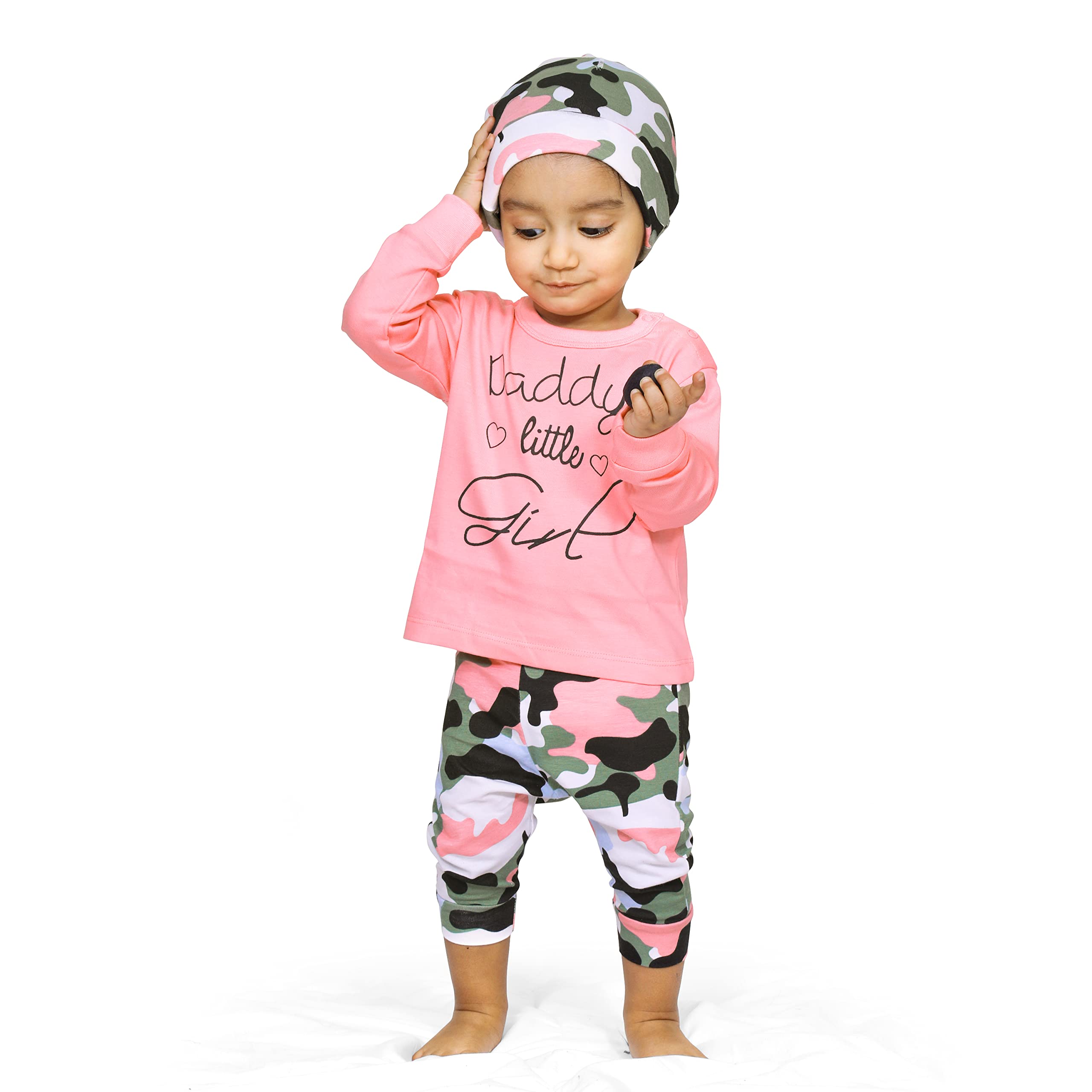 ARIEL Cotton Clothing Pyjama Set for Boys & Girls - Unisex Clothing Sets Full Sleeve T-Shirt & Pant -Size(12-18 Months) -Style(Pink-Cap) 2