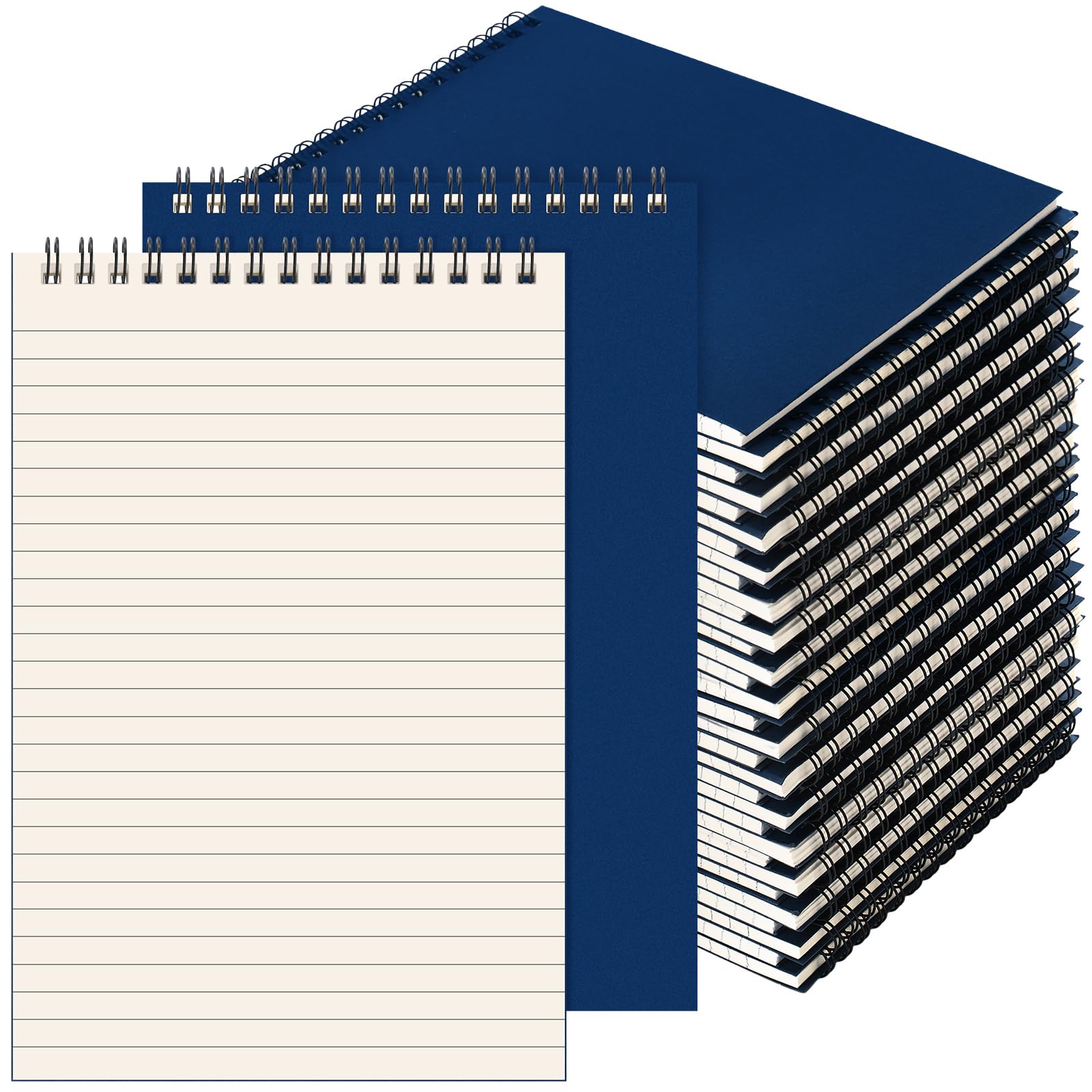 Yahenda 18 Pack Spiral Lined Notebook A5 Top Bound Writing Paper Notebook 7mm College Ruled Paper Lined Journal 8.3'' x 5.5'' College Journal for Gifts School Office Business Supplies(Dark Blue)