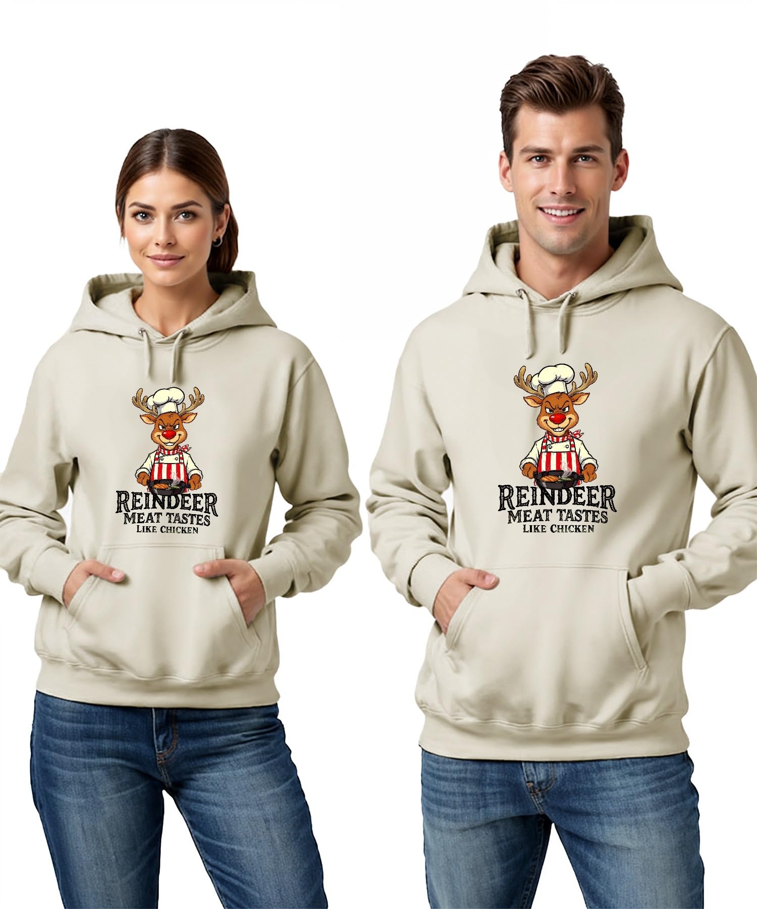Reindeer Meat Tastes Like Chicken renifer fartuch kucharski śmieszny unisex bluza z kapturem