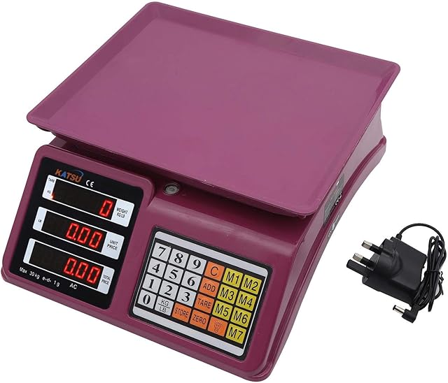 KATSU Digital Price Computing Scale 30KG /1g with LED Display Electronic Shop Retail Price Calculating Weighing Fruits Veggi Meat Scale