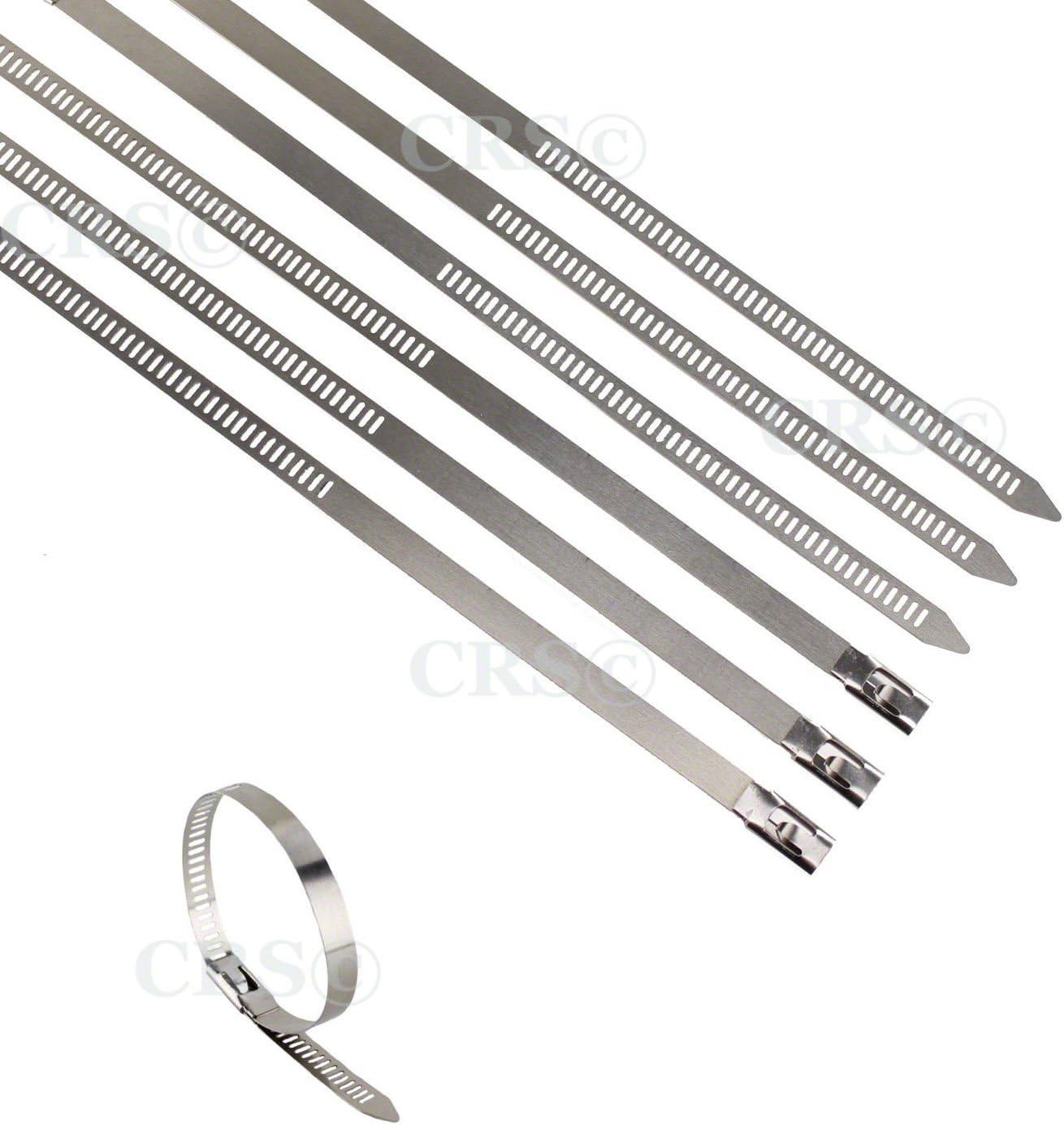 JC Performace Products USA (10 Pack) 310 Stainless Steel Cable Ties Positive Locking Ladder Hose Clamps