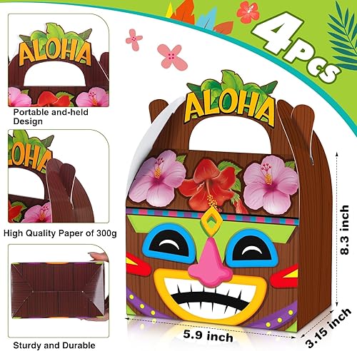 Miniatura 2 de Glenmal 24 cajas de fiesta hawaianas Aloha Tiki Luau con asas de verano para el festival Aloha hawaiano y suministros de fiesta Luau