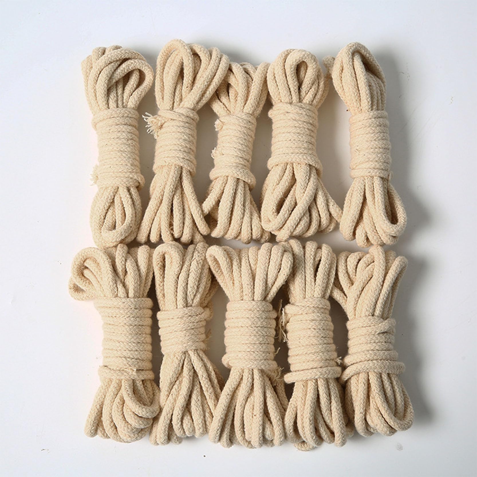 3 Paquetes de Cuerda de macramé de 3/4/5/6 mm, cordón de macramé de algodón Natural, Cuerda de algodón hilada con núcleo Suave Trenzado de 16 hebras para Colgar en la Pared,Beige-6mm~300m