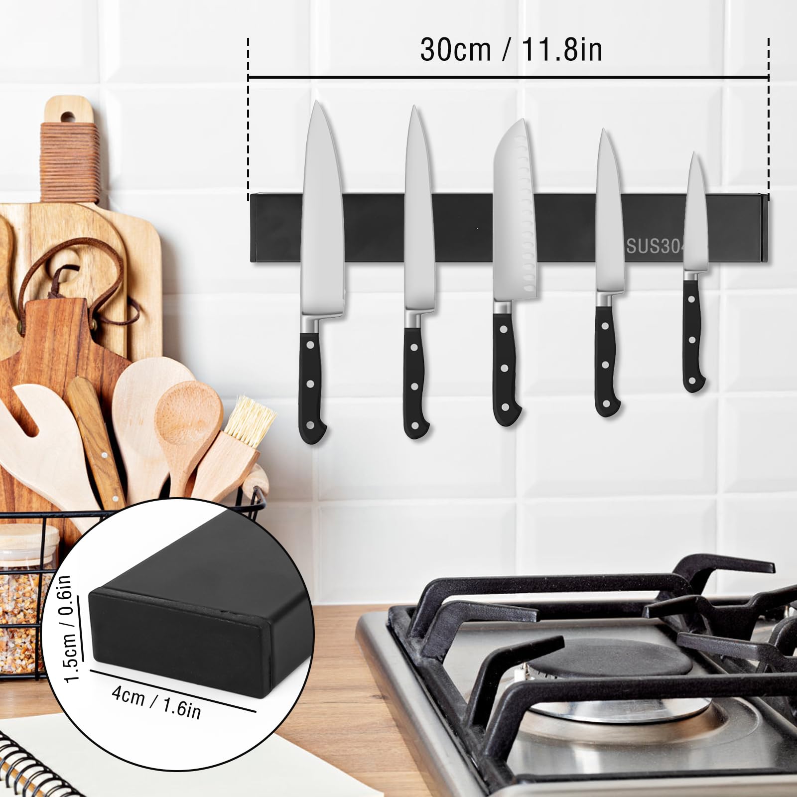 Barra Magnetica Per Coltelli NYS - 30 Cm, Magnete Potente, Per Cucina - Foto 6