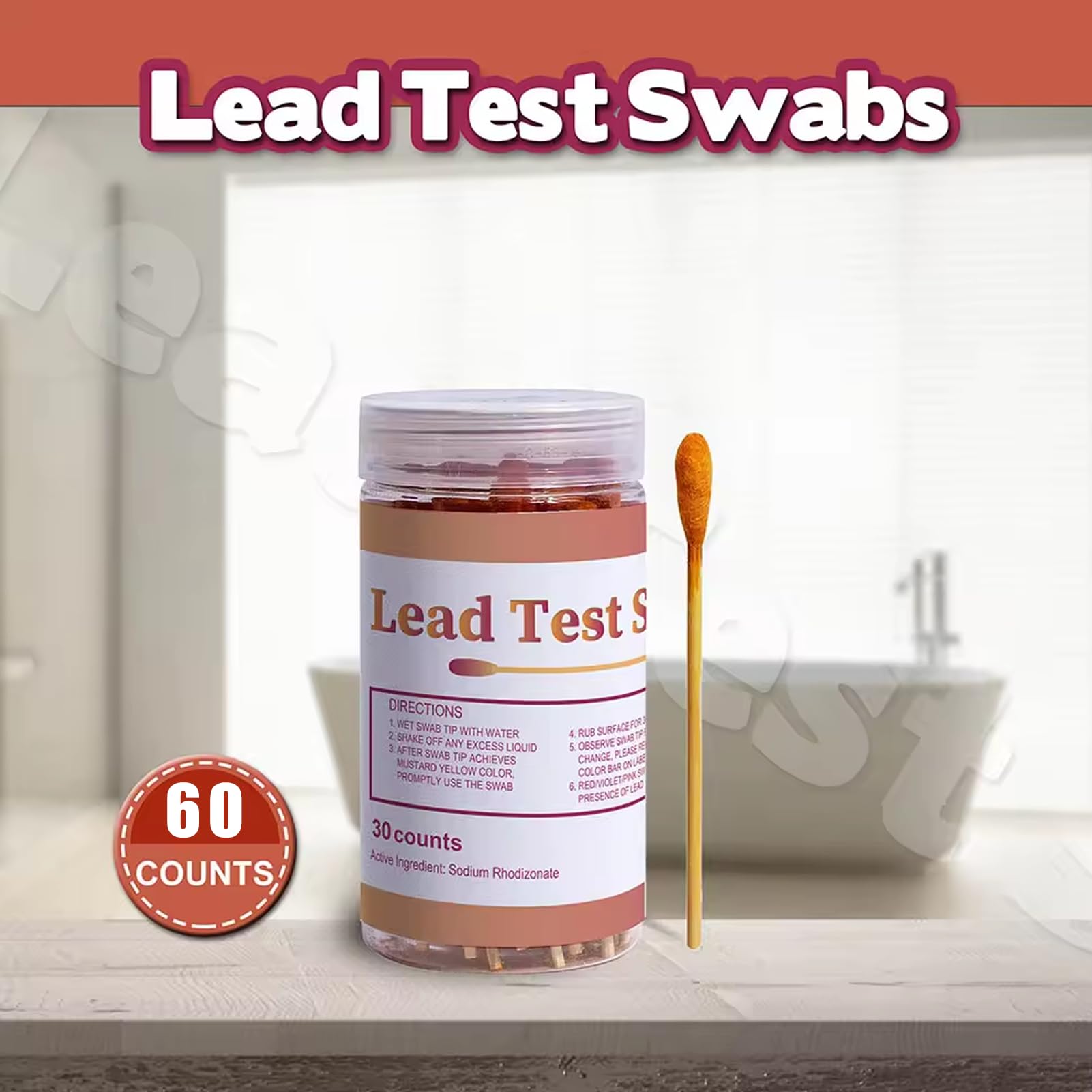 SYFUNLV Kit de test de plomb avec 60 comptes, tampons de test de plomb, jetables, coton et plomb, kit de test de couleur pour tester la peinture de la maison et le métal – Facile à utiliser, résultats