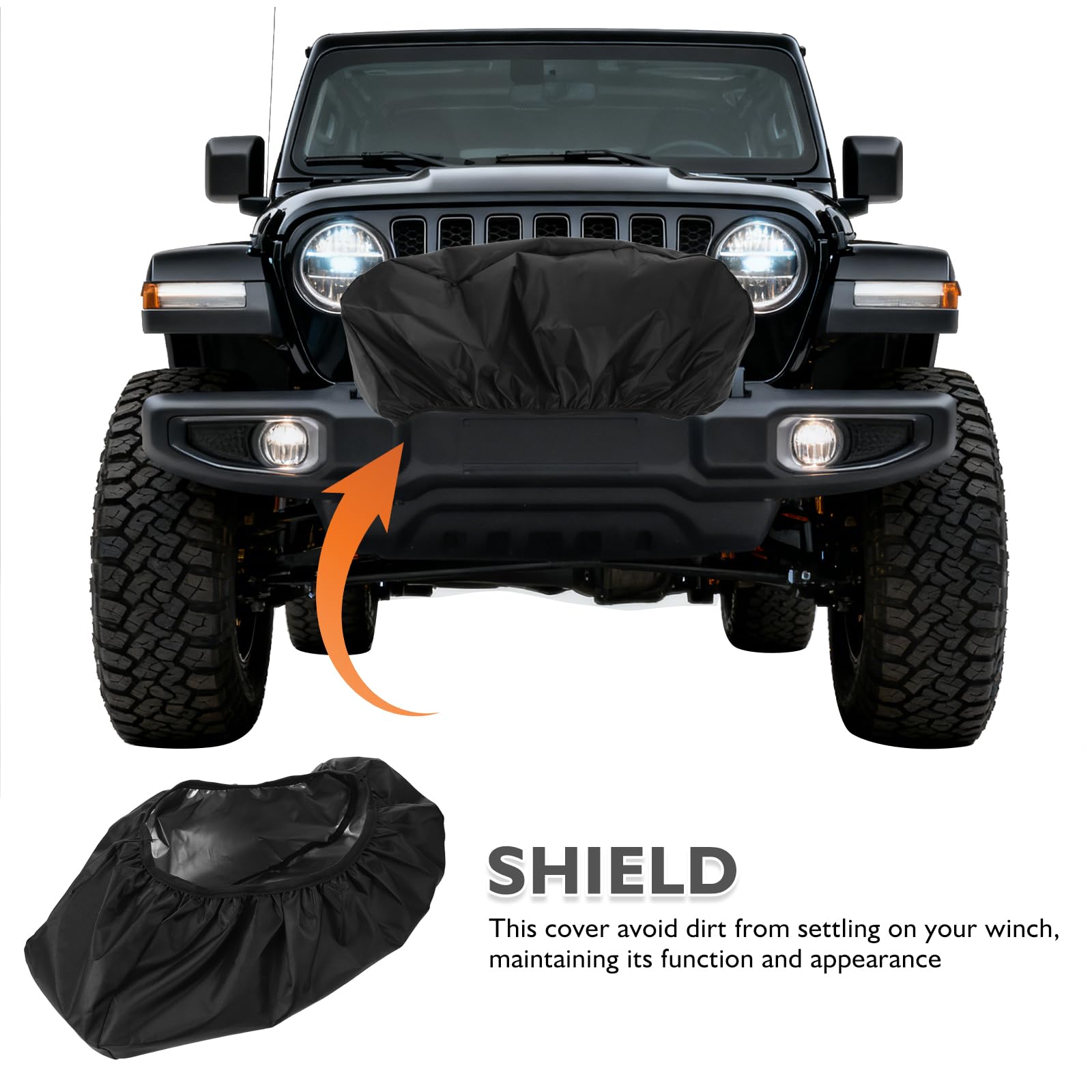 VALICLUD Housse de Protection pour Treuil en Tissu Oxford 420d Noir, Résistante la Déchirure Intempéries, pour Treuils de Camping-car en Extérieur