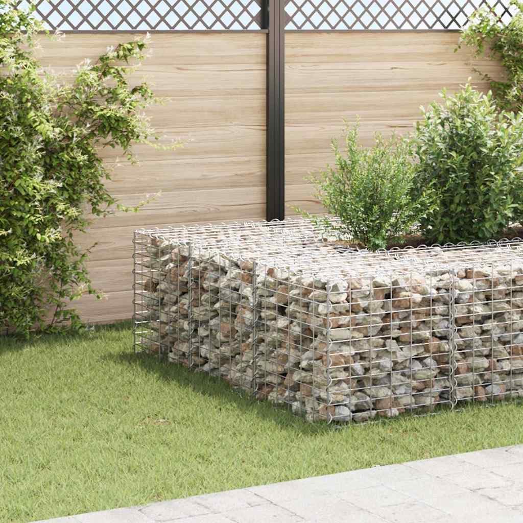 Gabion Raised Garden Bed, Silver Galvanized Steel Wire Planter, 23.6x23.6x23.6 Inch Cubic Outdoor Planter Box for Flowers, Herbs, Vegetables, High Capacity Plant Container