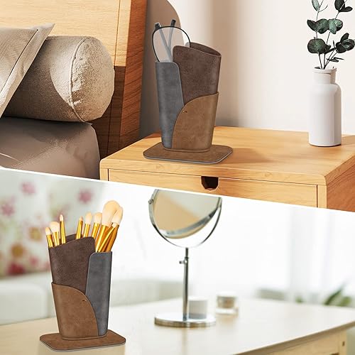 Vista 27 de Fintie Soporte para lentes: funda de cuero vegano antiarañazos para escritorio o mesita de noche, Marrón oscuro