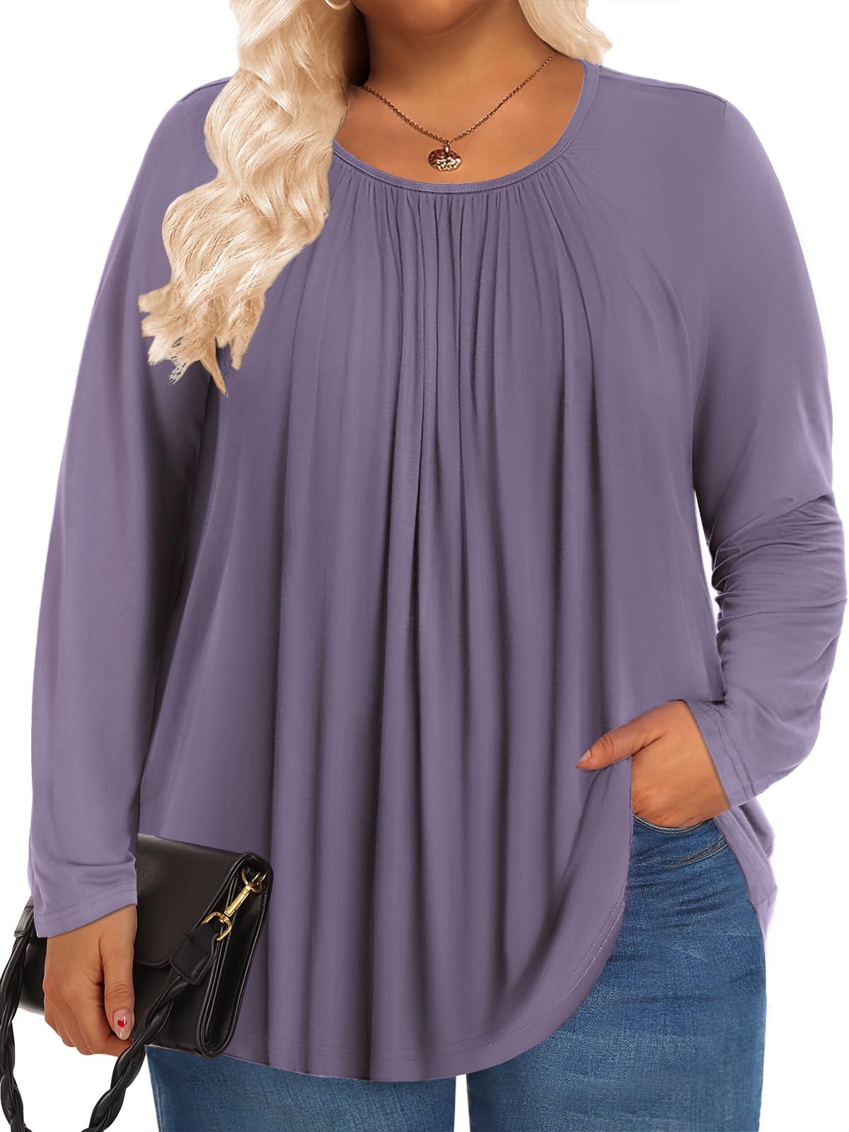 Womens Plus Size Tops Long Sleeve Shirts Fall Tunics Blouses Wear with Leggings
