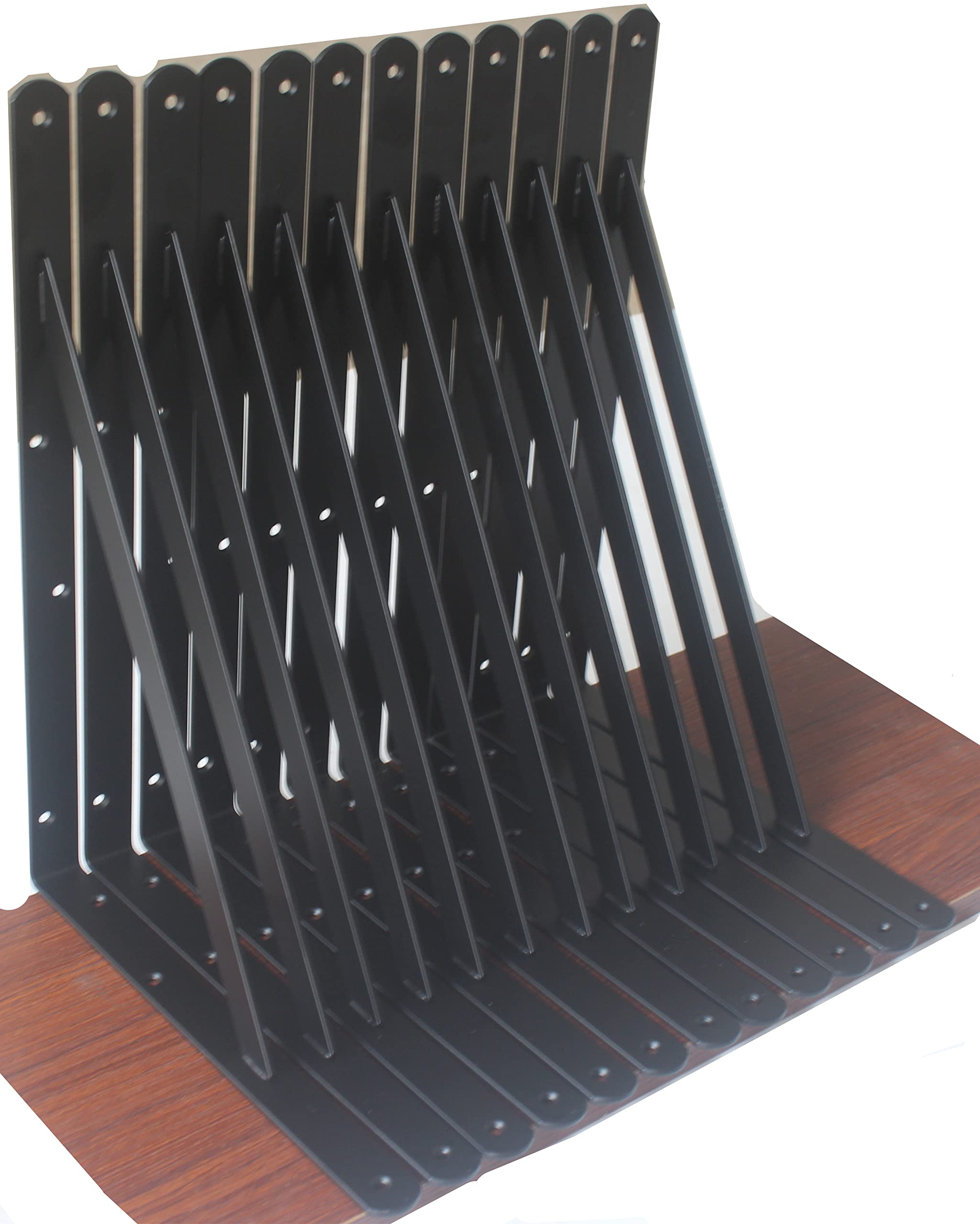 24 Pack L14 x H 10" Black Heavy Duty Shelf Brackets with Screws Metal Shelf Brackets Shelf Support Angle Brackets for Shelves L Brackets Heavy Duty Floating Shelf