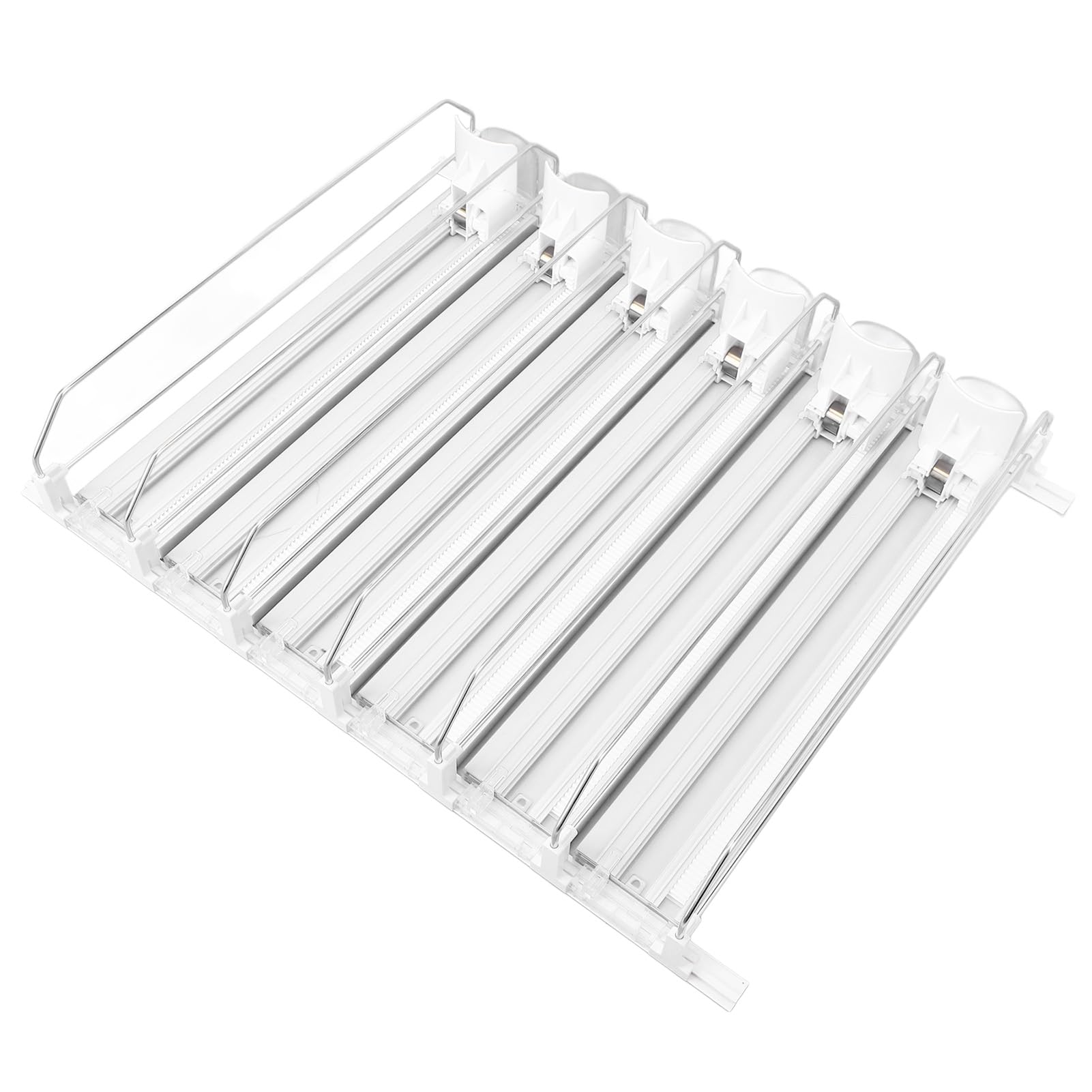 Alomejor Dispensador de Latas de Refresco, Amortiguador de Velocidad Estable, Carril Deslizante, Organizador de Bebidas para Frigorífico, Supermercados, "ABS Duradero de Calidad alimentaria" (WHITE)