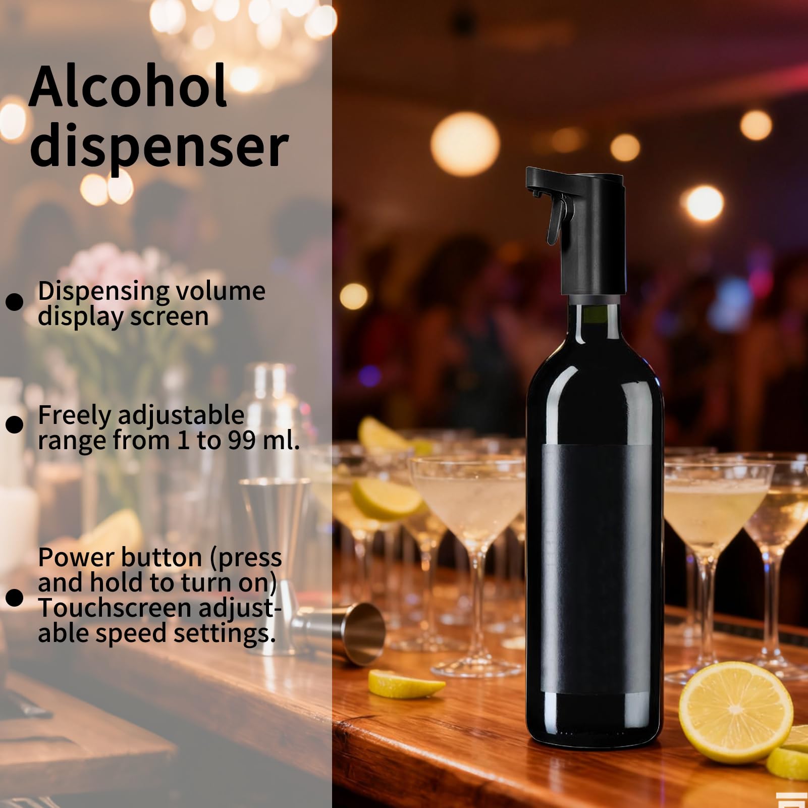 Équipement De Distribution De Vin,Décanter Automatique À Écran Tactile,Carafe À Vin Électrique Préservateur De Bouteille - Pour Maison Bar Bureau Camping Fête Liqueur Alcool Whisky Vodka Cocktail