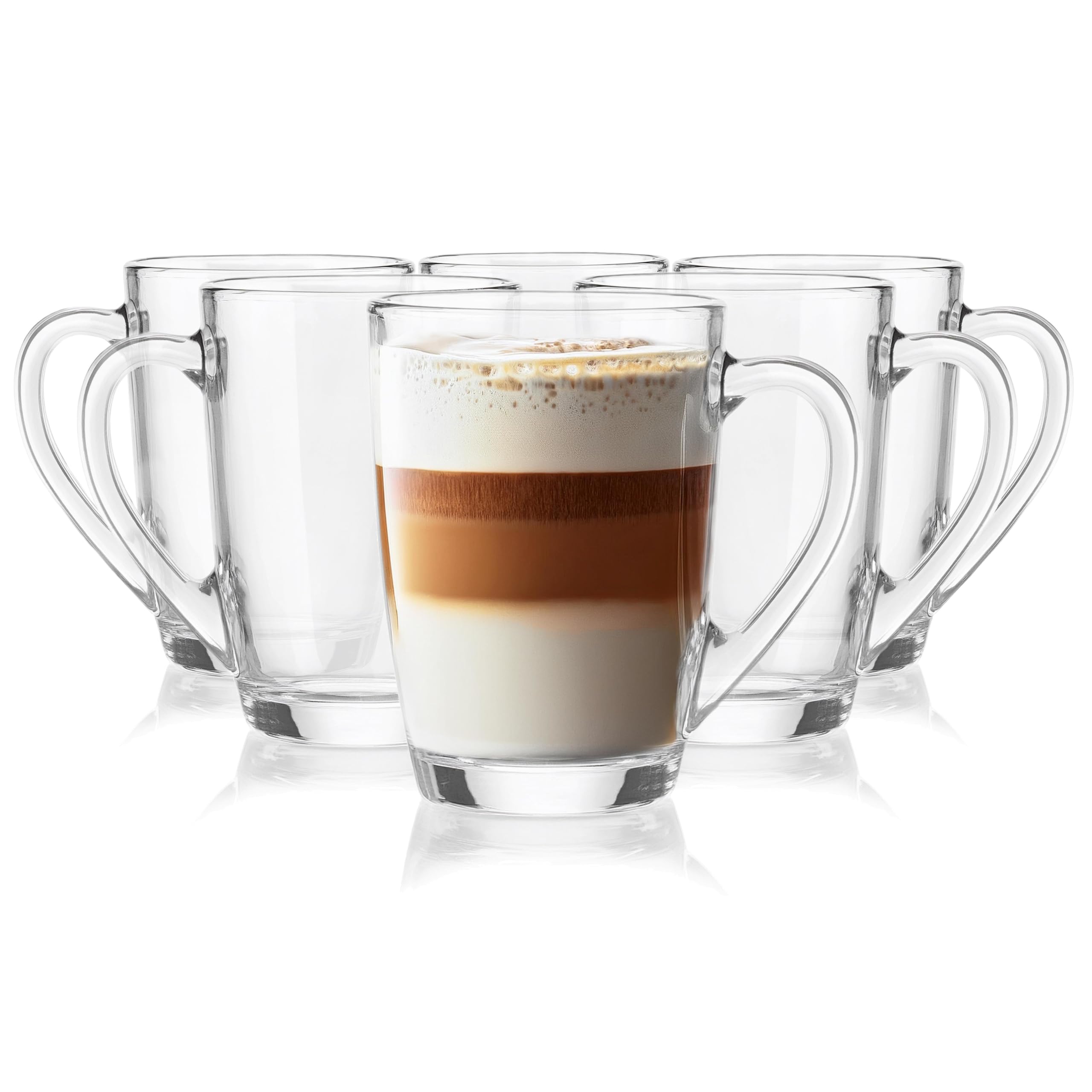 Glasmark Krosno Zestaw Szklanek 0,3 Litra Do Kawy i Herbaty, Kubki Z Uchem 6 x 300 ML