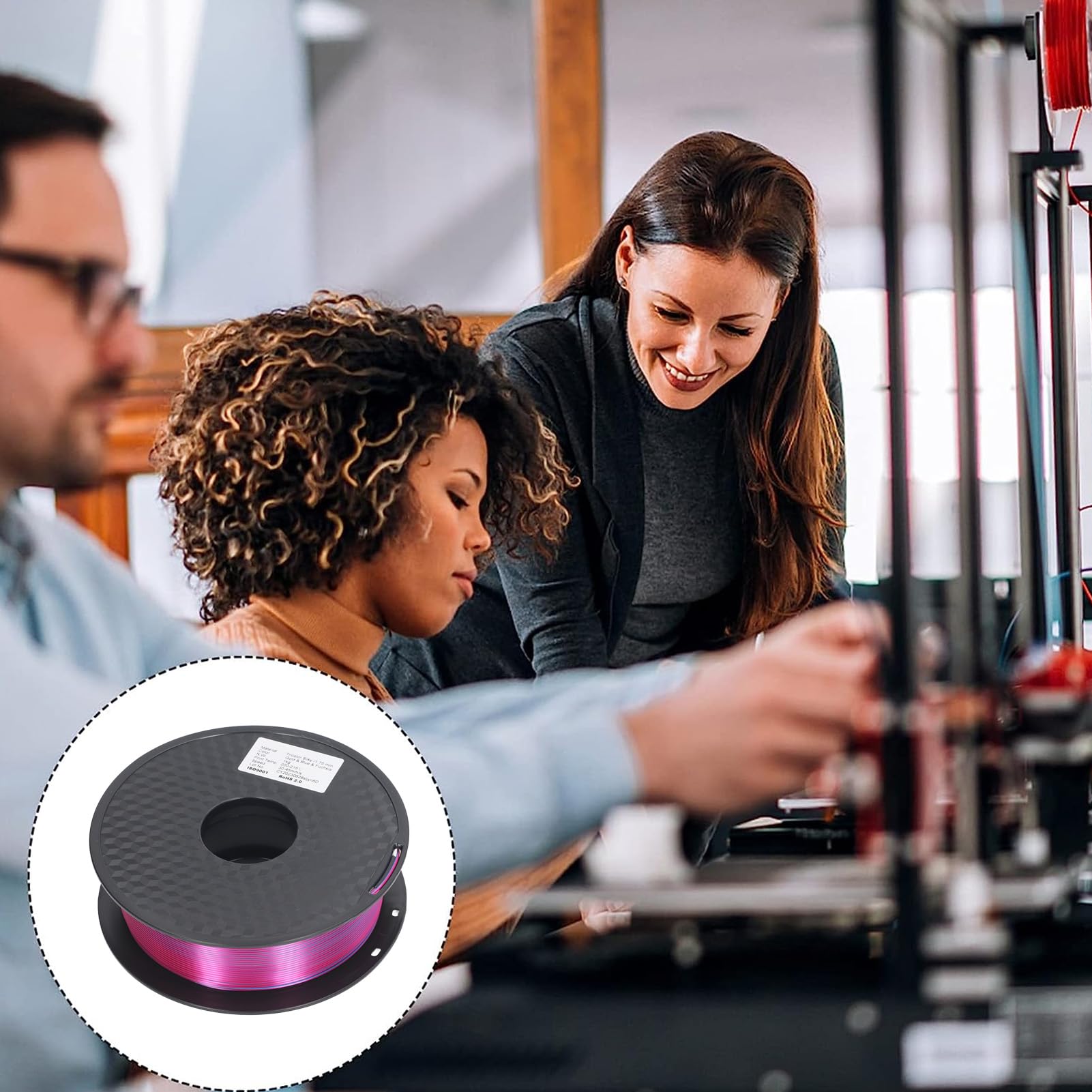 Filament do drukarki 3D 1,75 mm PLA Tricolor Filament wysokiej jakości materiał do drukowania dla projektów DIY złoty niebieski fioletowo-czerwony