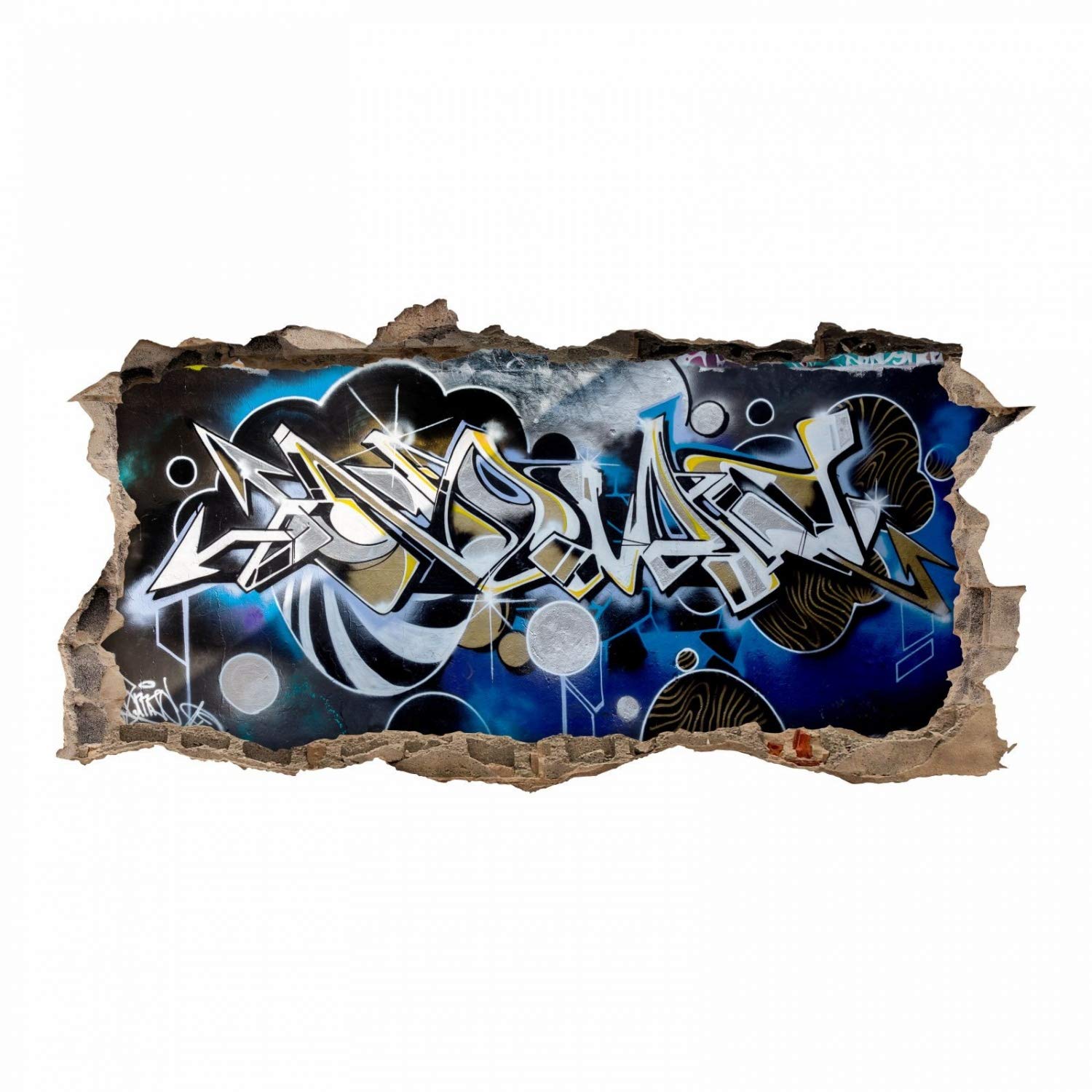 Nikima Adesivo Murale Graffiti Per Camera Ragazzi – 100x50 Cm, Blu E Grigio, Fatto In Germania