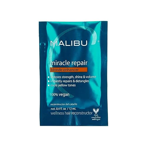 Malibu C Miracle Repair - Reconstructor de cabello, potenciador rubio, tratamiento nutritivo de reparación del cabello para hebras rubias dañadas,