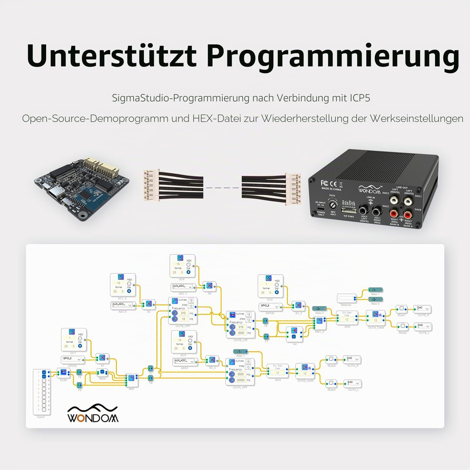 ADAU1701 2.1 4.0 DSP Digital Signal Processing Preamp Crossover 5,1 cm 4-Out Tone Board mit Höhen Bass Lautstärkeregelung Unterstützung Sigmastudio