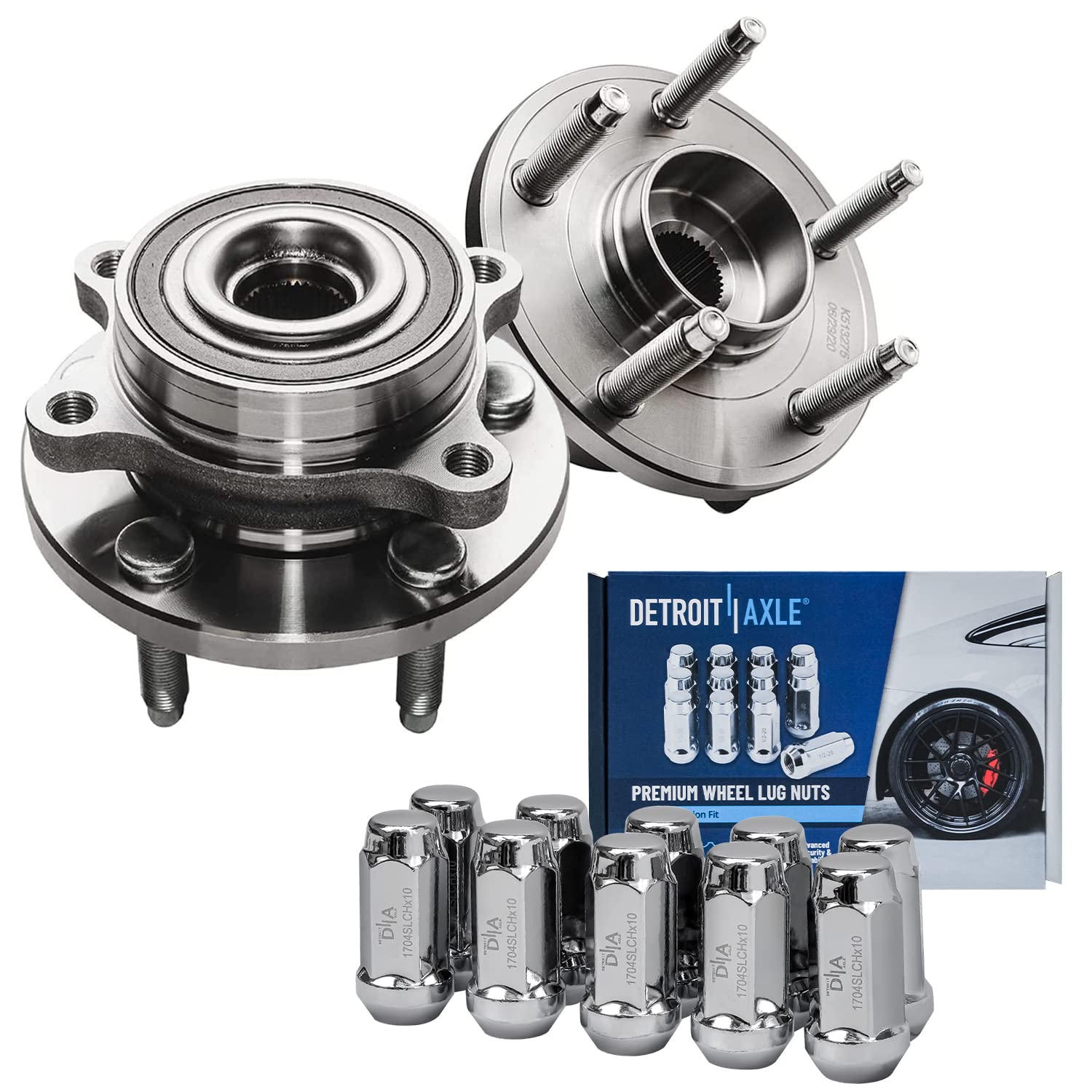 Detroit Axle - Front Wheel Bearing Hubs w/Lug Nuts for 2009-2019 Ford Flex