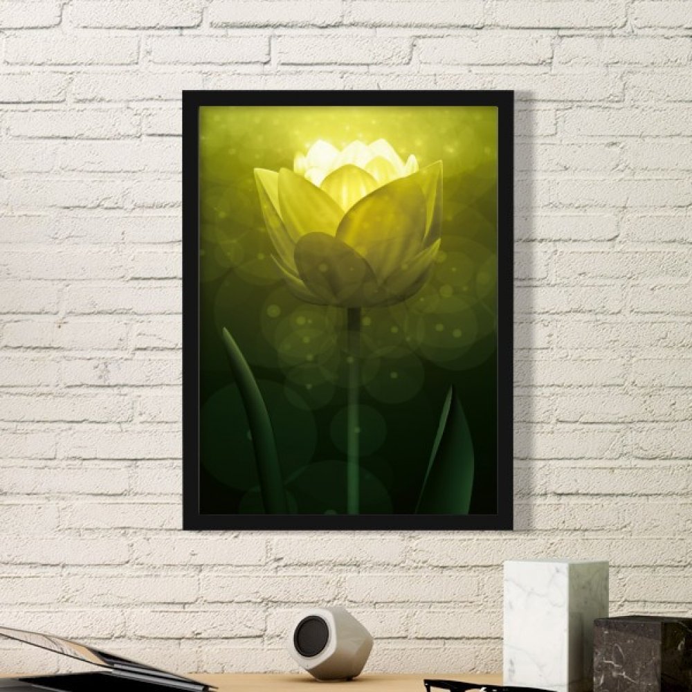 Tableau en bois Tulipe Greenery noir format small pour déco murale