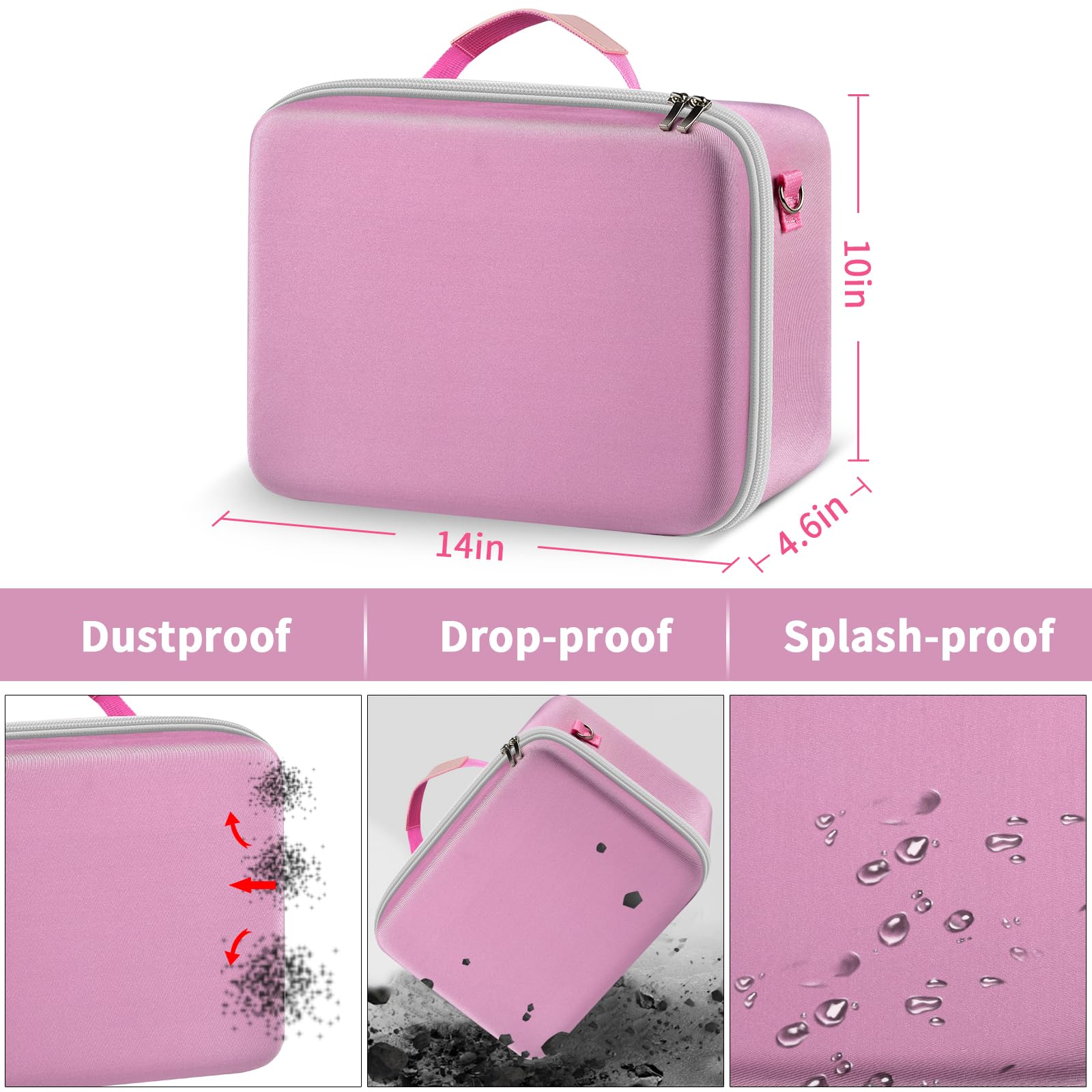 Boobowl Custodia rigida da trasporto per cuffie da gioco Meta Quest 3/Quest 3S All-in-One VR e controller touch, borsa da viaggio con copertura in silicone, protezione per lenti e accessori (rosa +