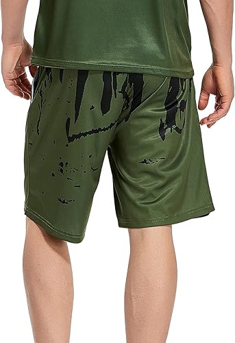 Miniatura 2 de Ampeo Pantalones cortos deportivos de entrenamiento para hombre, de secado rápido, con estampado gráfico