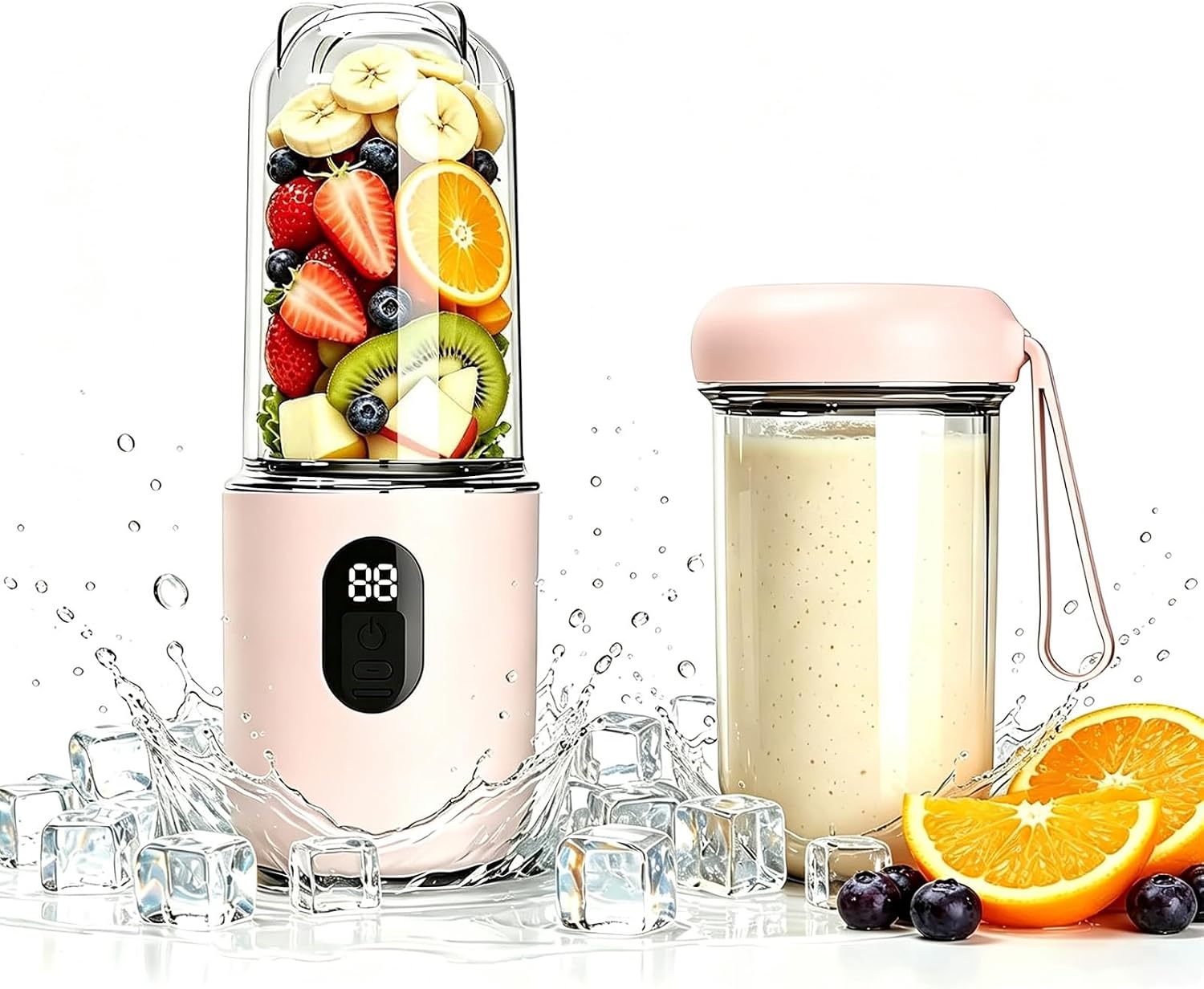 Portable Blender, Rechargeable Smoothie Blender with One‑Touch Button